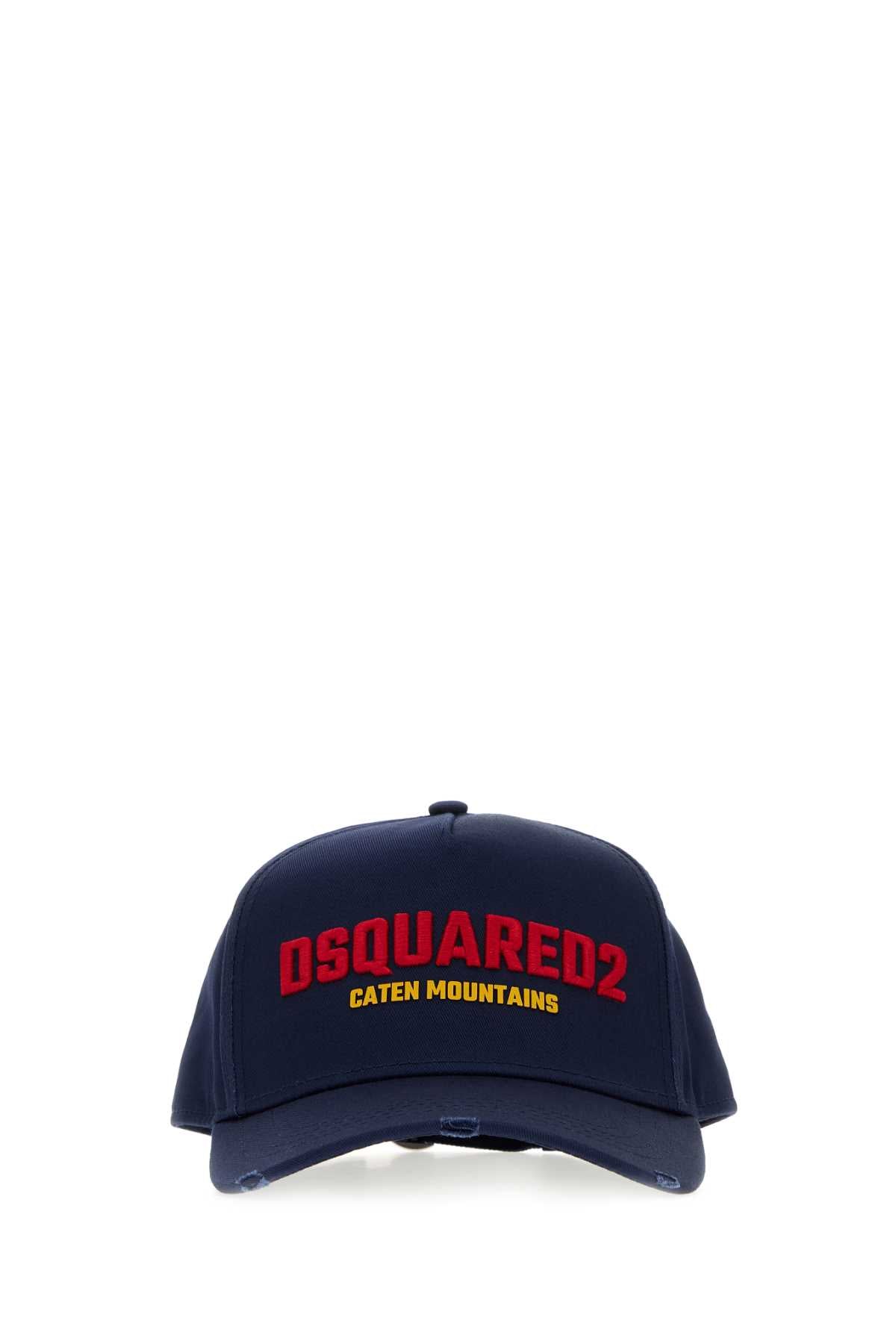 Dsquared Men Navy Blue Gabardine Baseball Cap DSQUARED2