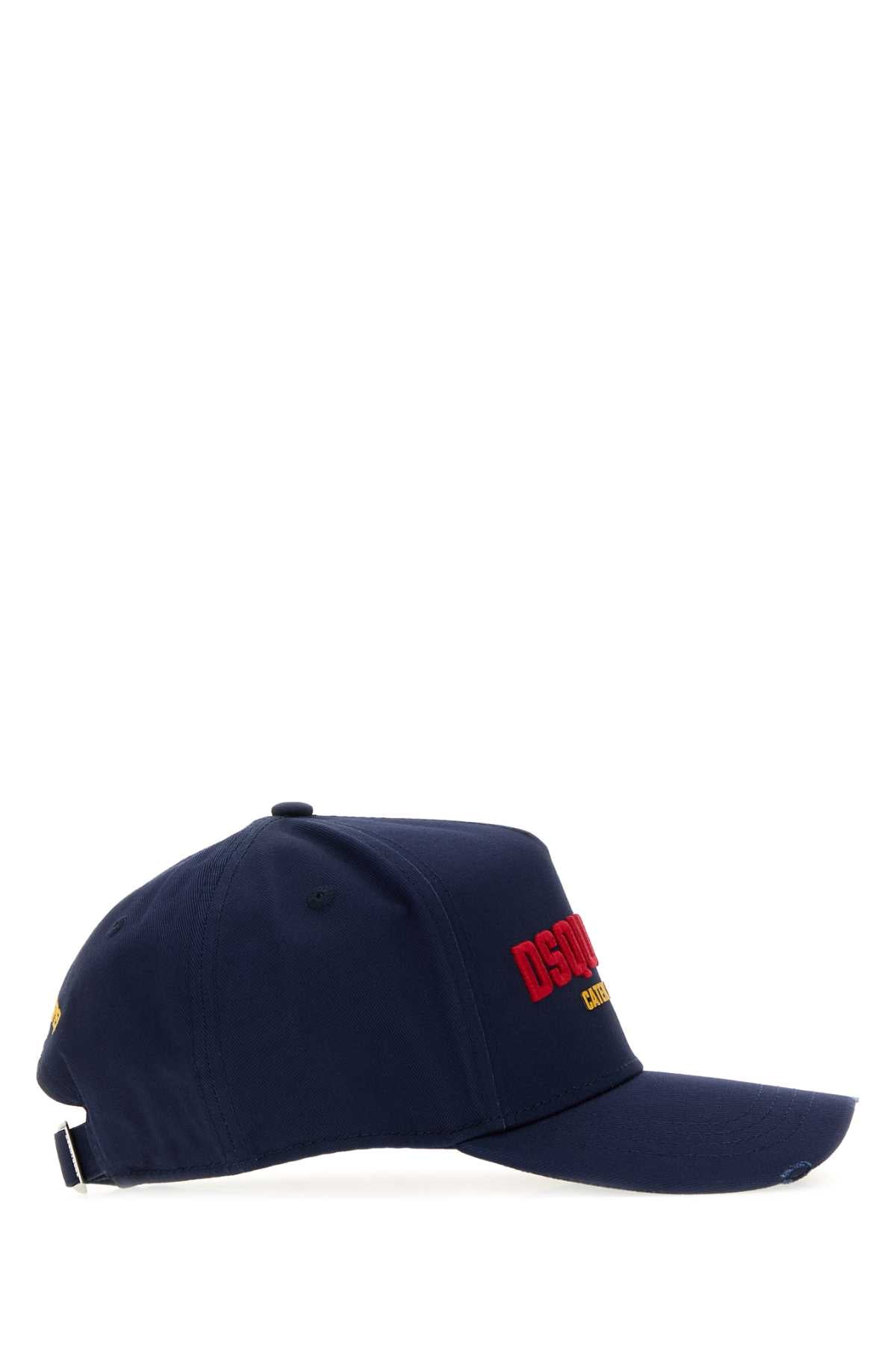 Dsquared Men Navy Blue Gabardine Baseball Cap DSQUARED2
