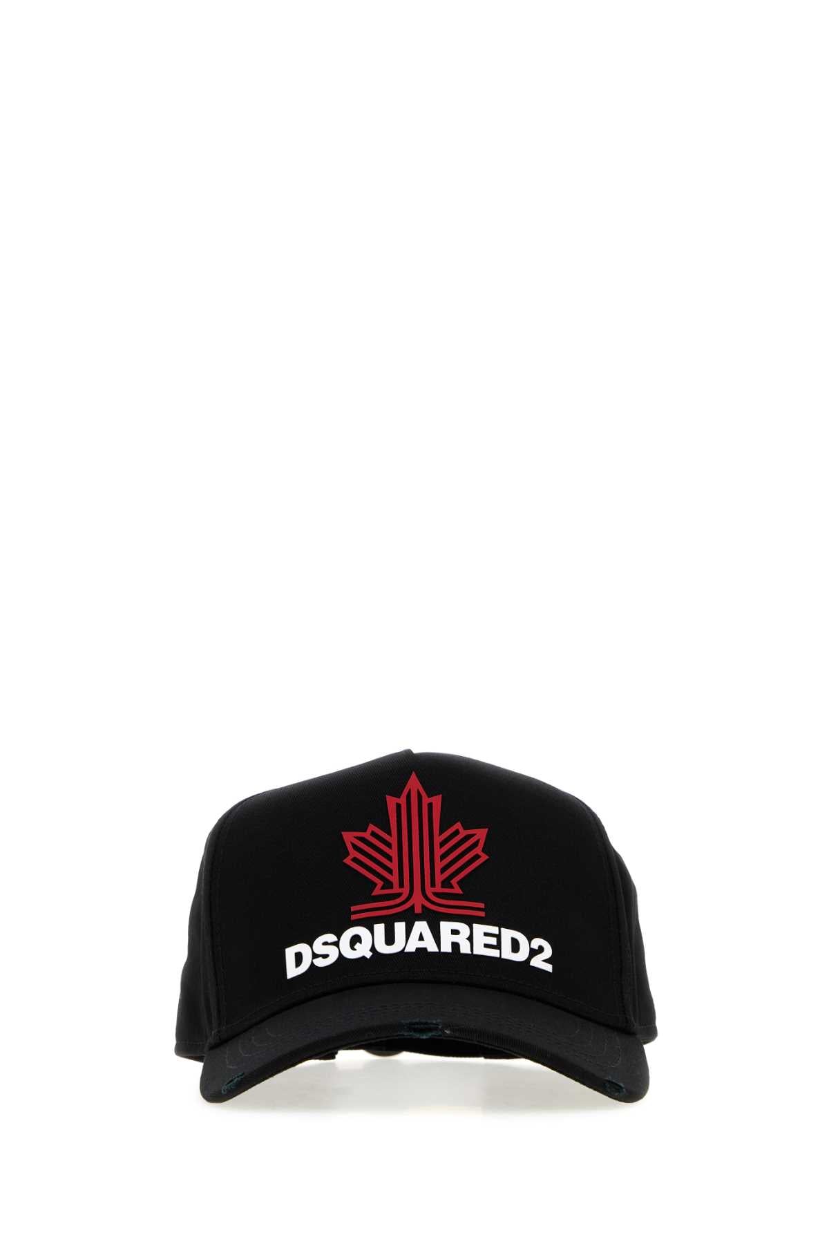Dsquared Men Black Gabardine Baseball Cap DSQUARED2