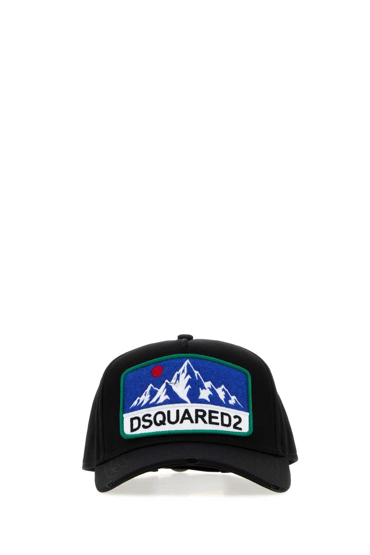 Dsquared Men Black Gabardine Baseball Cap DSQUARED2