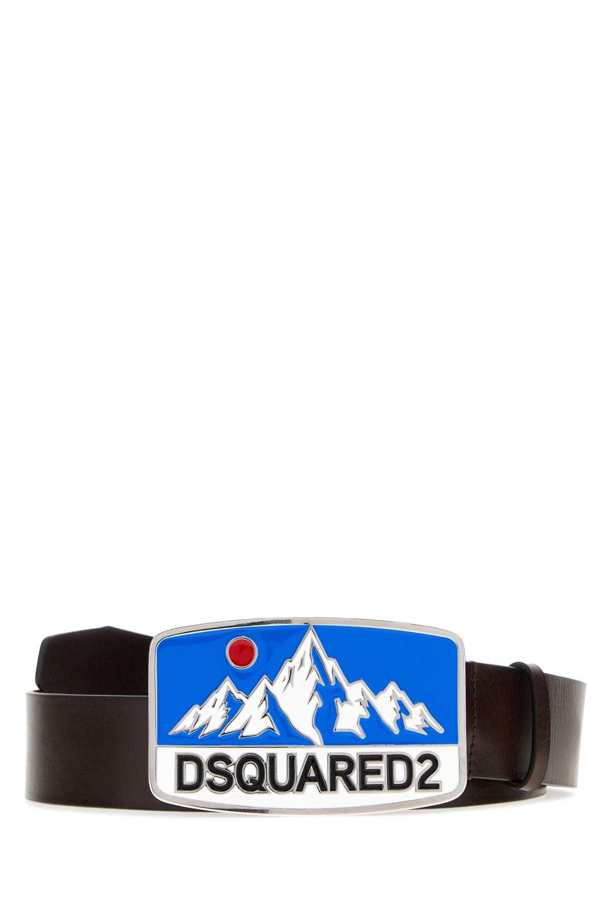 Dsquared Men Dark Brown Leather Dominate Your Sport Belt DSQUARED2