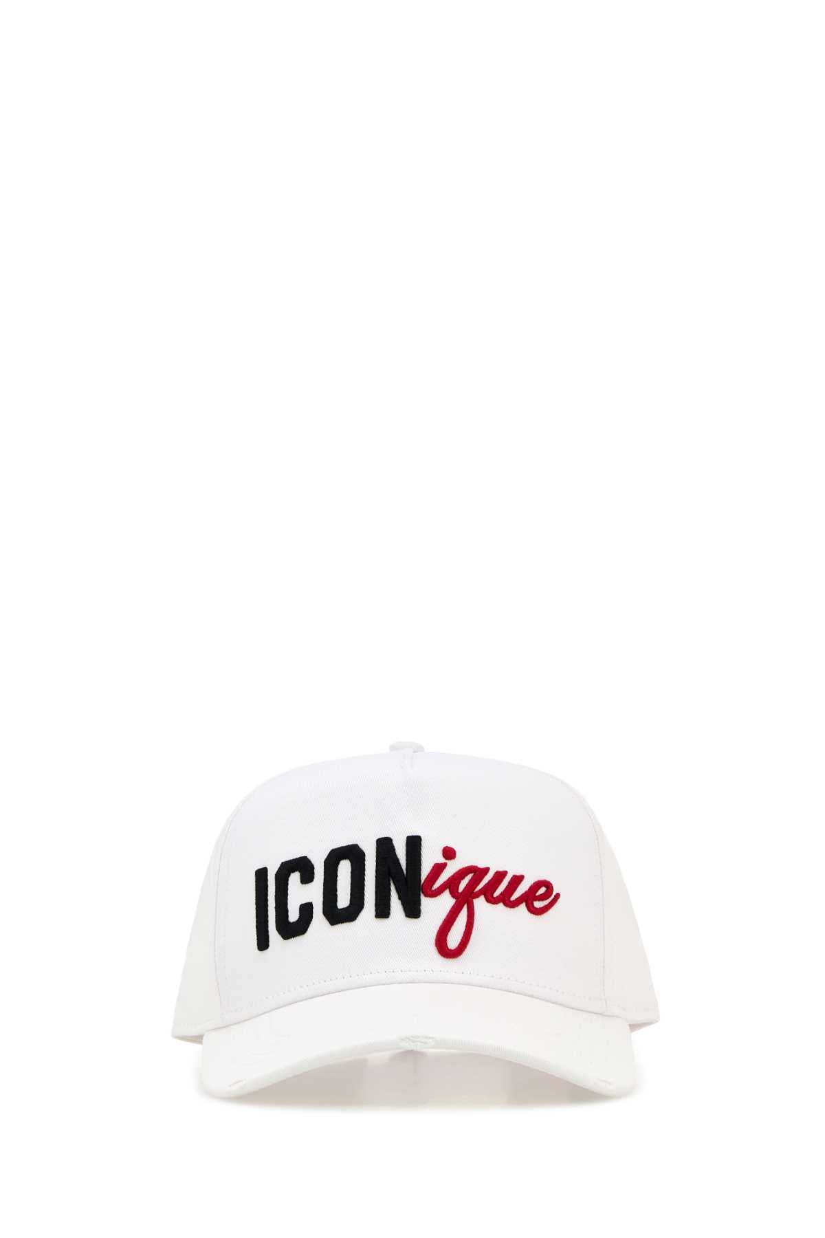 Dsquared Men White Gabardine Baseball Cap DSQUARED2