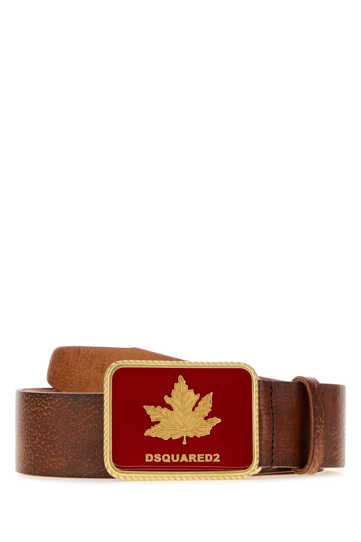 Dsquared Men Brown Leather Canadian Heritage Belt DSQUARED2