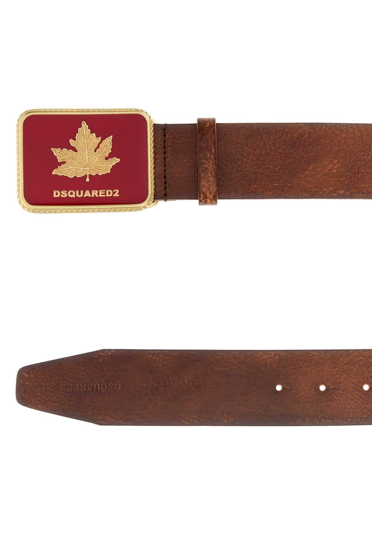 Dsquared Men Brown Leather Canadian Heritage Belt DSQUARED2