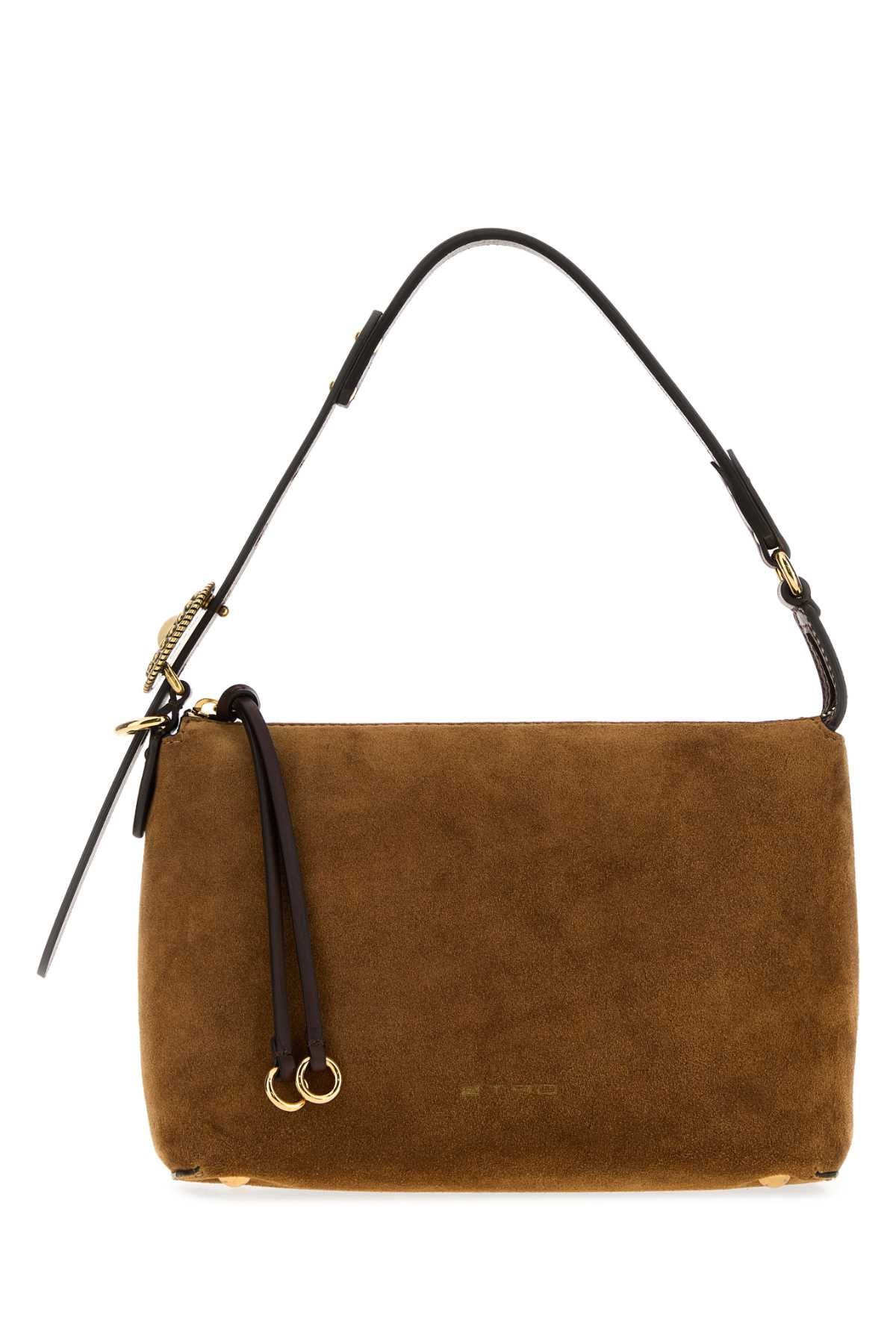 Etro Women Camel Suede Small Rosette Shoulder Bag ETRO