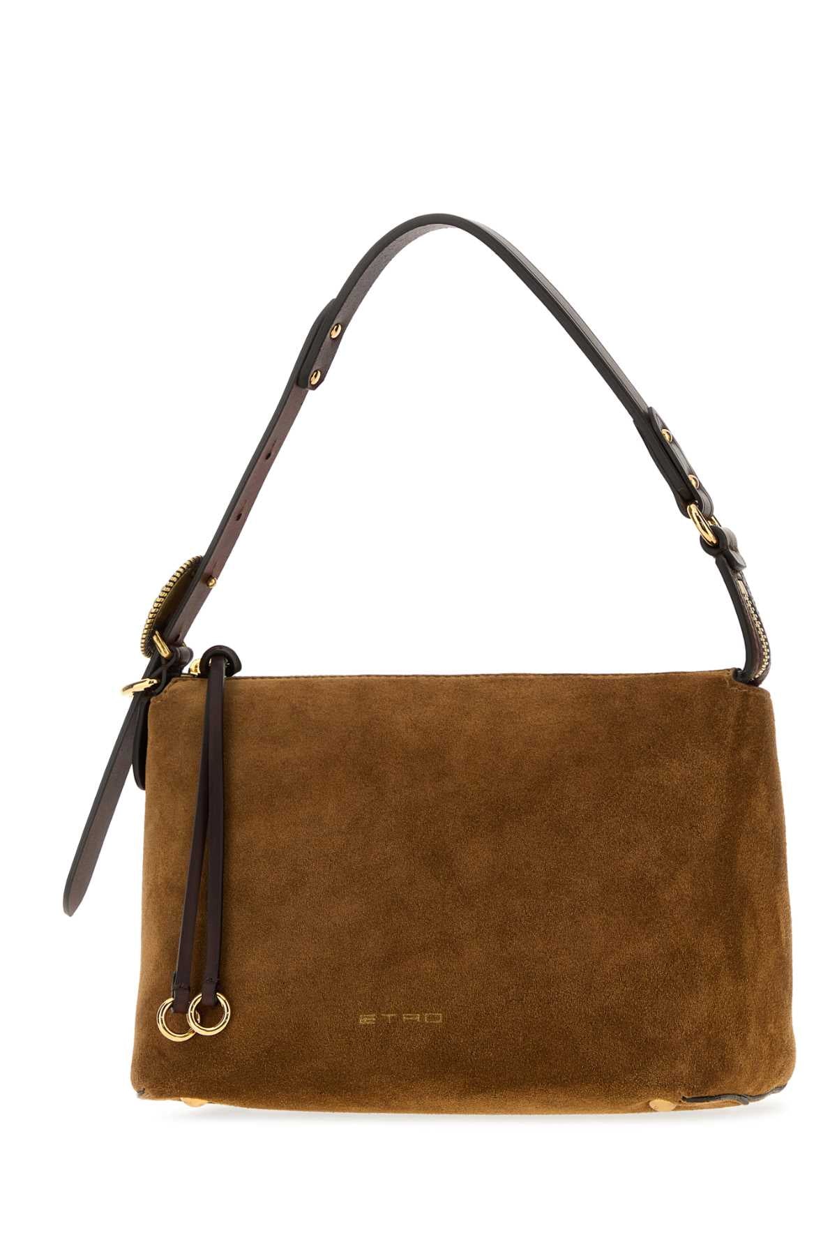 Etro Women Camel Suede Small Rosette Shoulder Bag ETRO