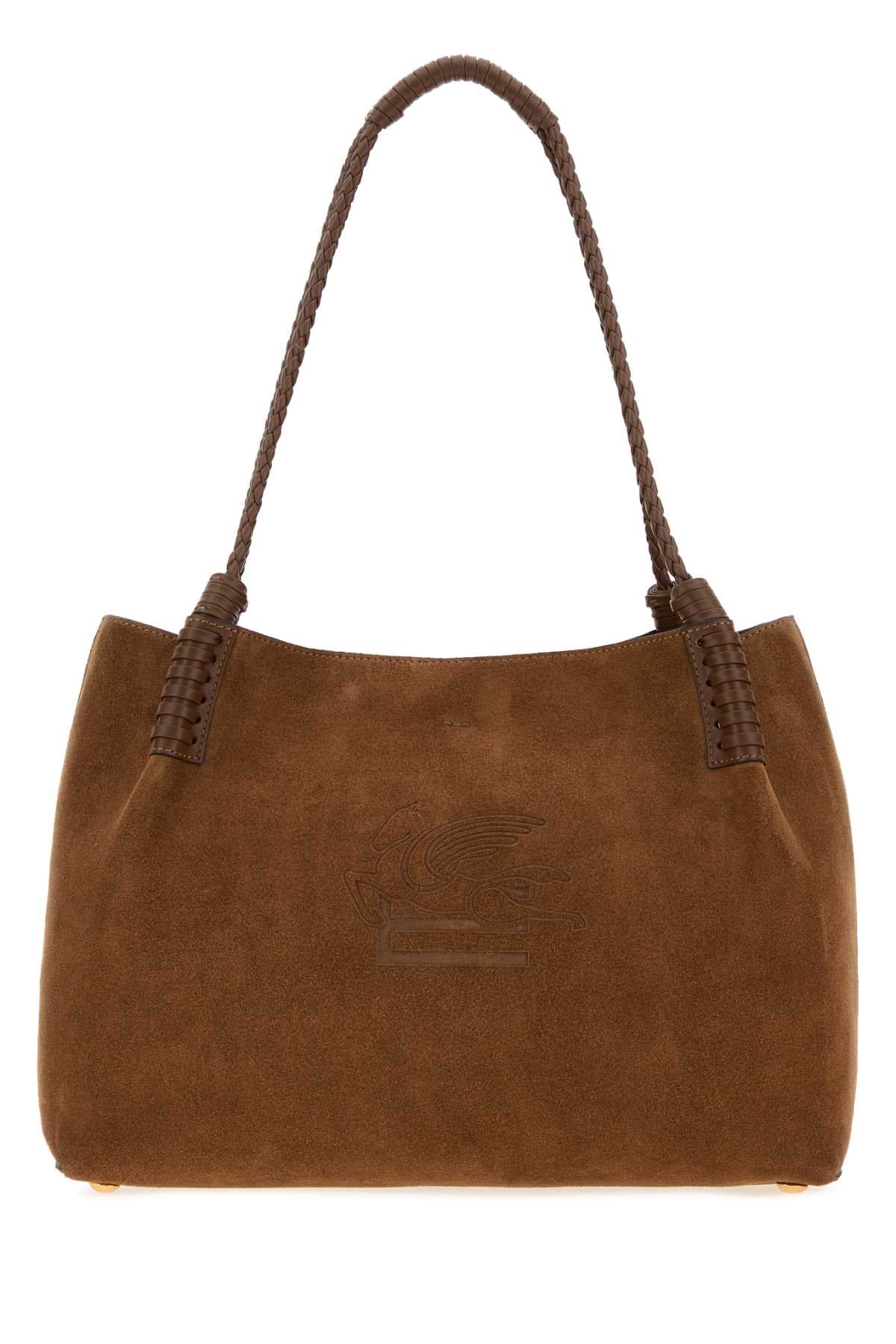 Etro Women Brown Suede Medium Libra Shopping Bag ETRO