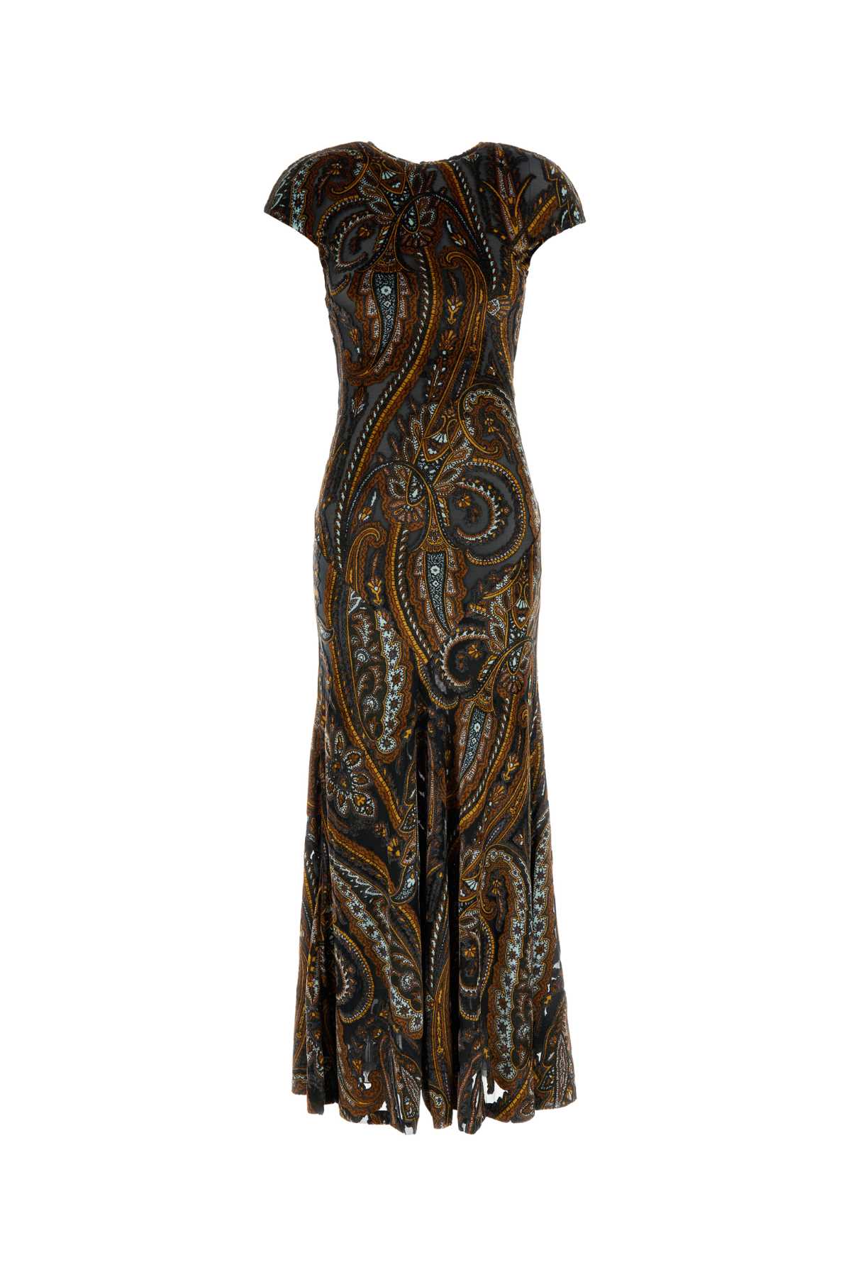 Etro Women Printed Stretch Velvet Long Dress ETRO