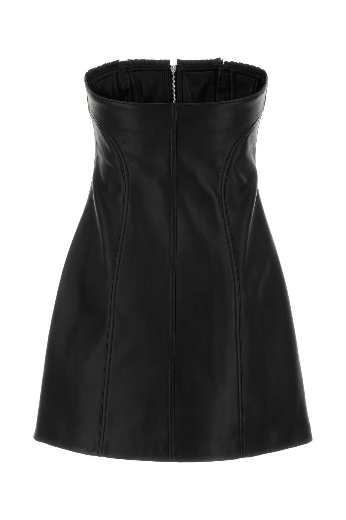 Blumarine Women Black Leather Mini Dress BLUMARINE
