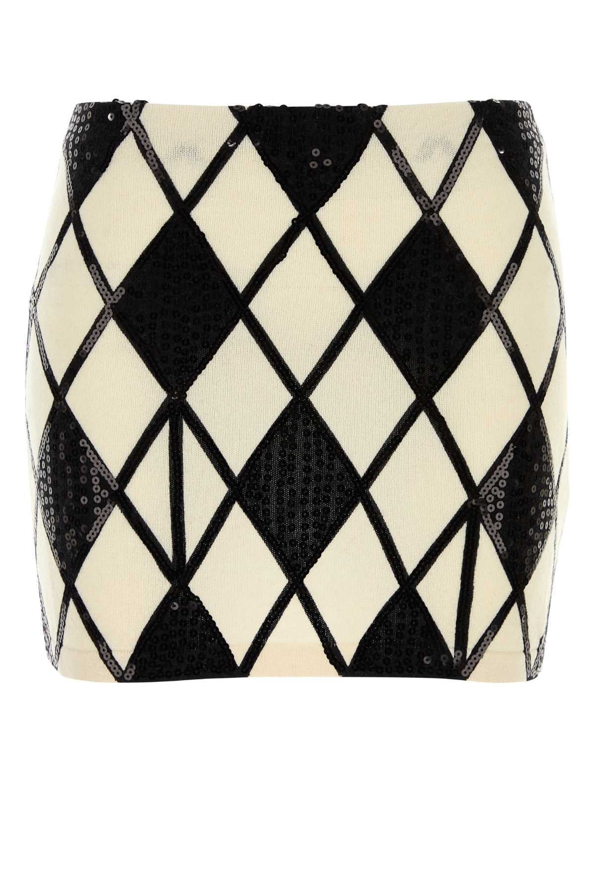 Blumarine Women Embroidered Wool Blend Mini Skirt BLUMARINE
