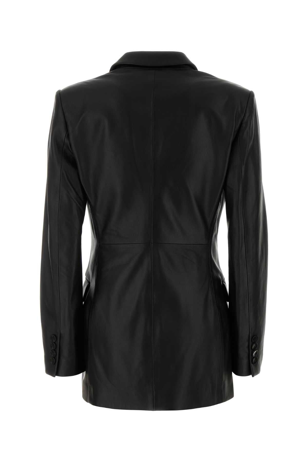 Blumarine Women Black Leather Blazer BLUMARINE