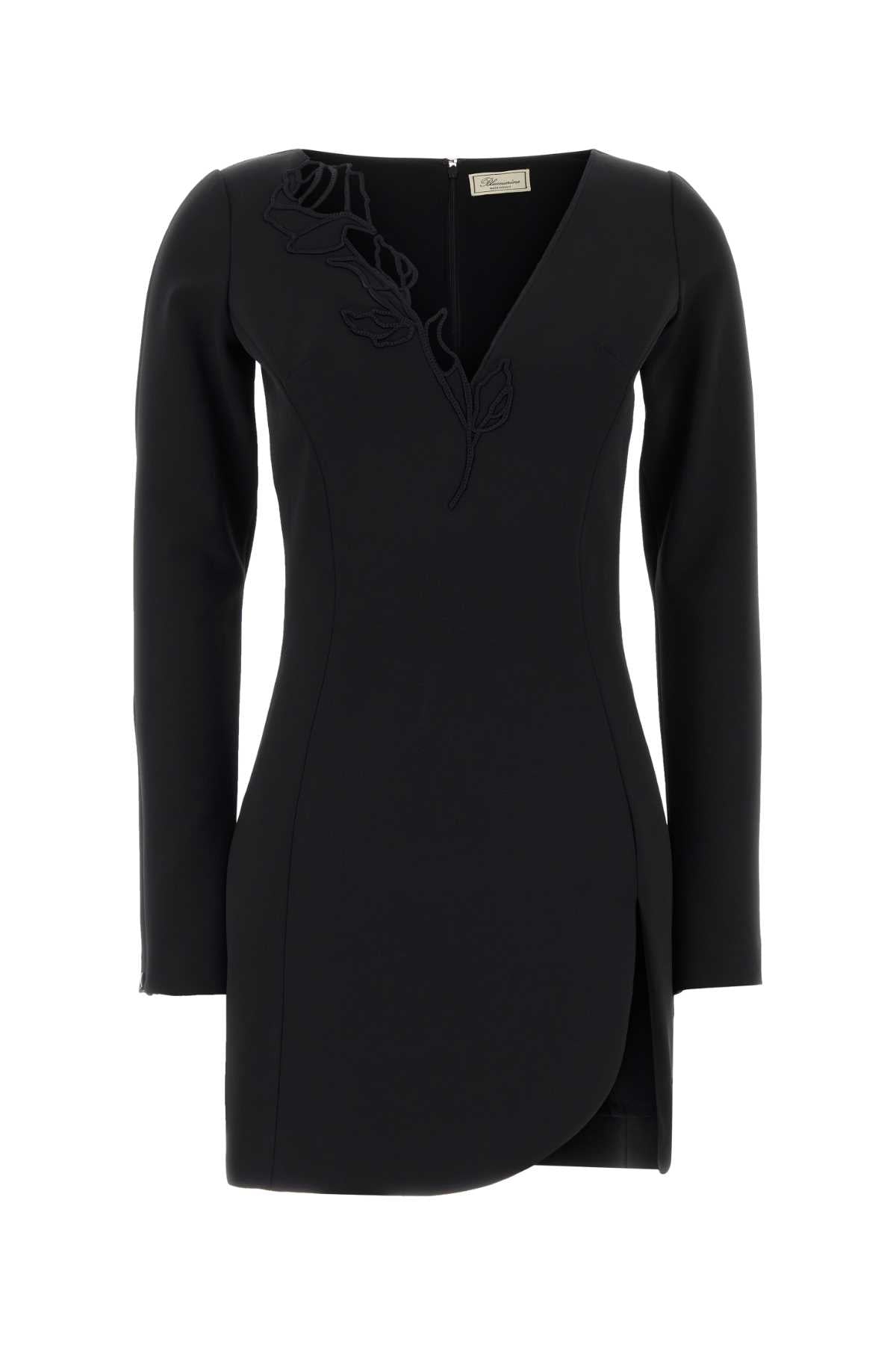 Blumarine Women Black Stretch Crepe Mini Dress BLUMARINE