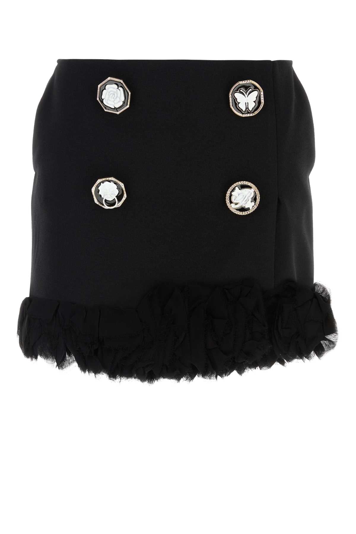 Blumarine Women Black Stretch Gabardine Mini Skirt BLUMARINE