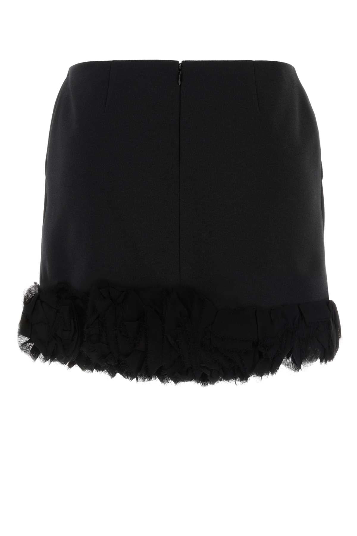 Blumarine Women Black Stretch Gabardine Mini Skirt BLUMARINE