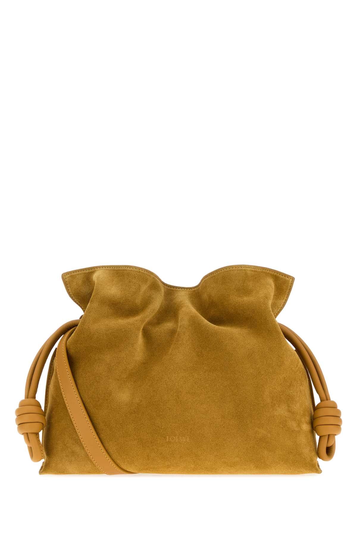 Loewe Women Ochre Suede Medium Flamenco Clutch LOEWE