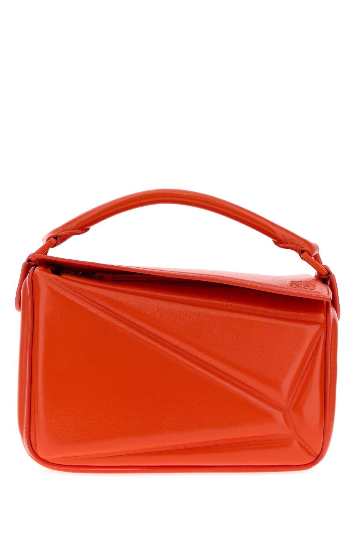 Loewe Women Fluo Orange Leather Puzzle Blow Handbag LOEWE