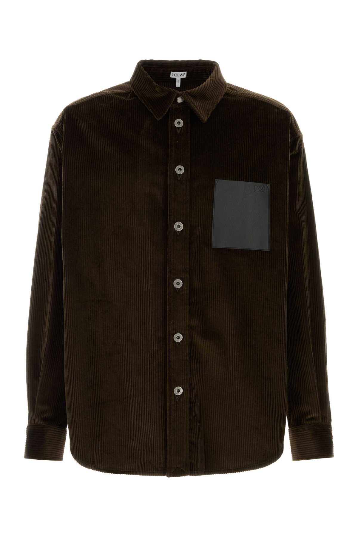 Loewe Men Dark Brown Corduroy Shirt LOEWE