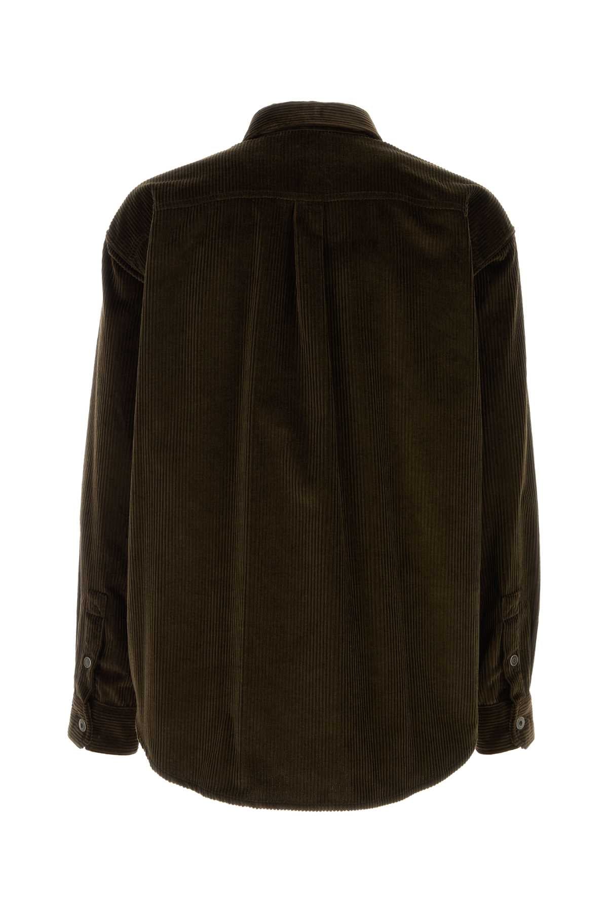 Loewe Men Dark Brown Corduroy Shirt LOEWE
