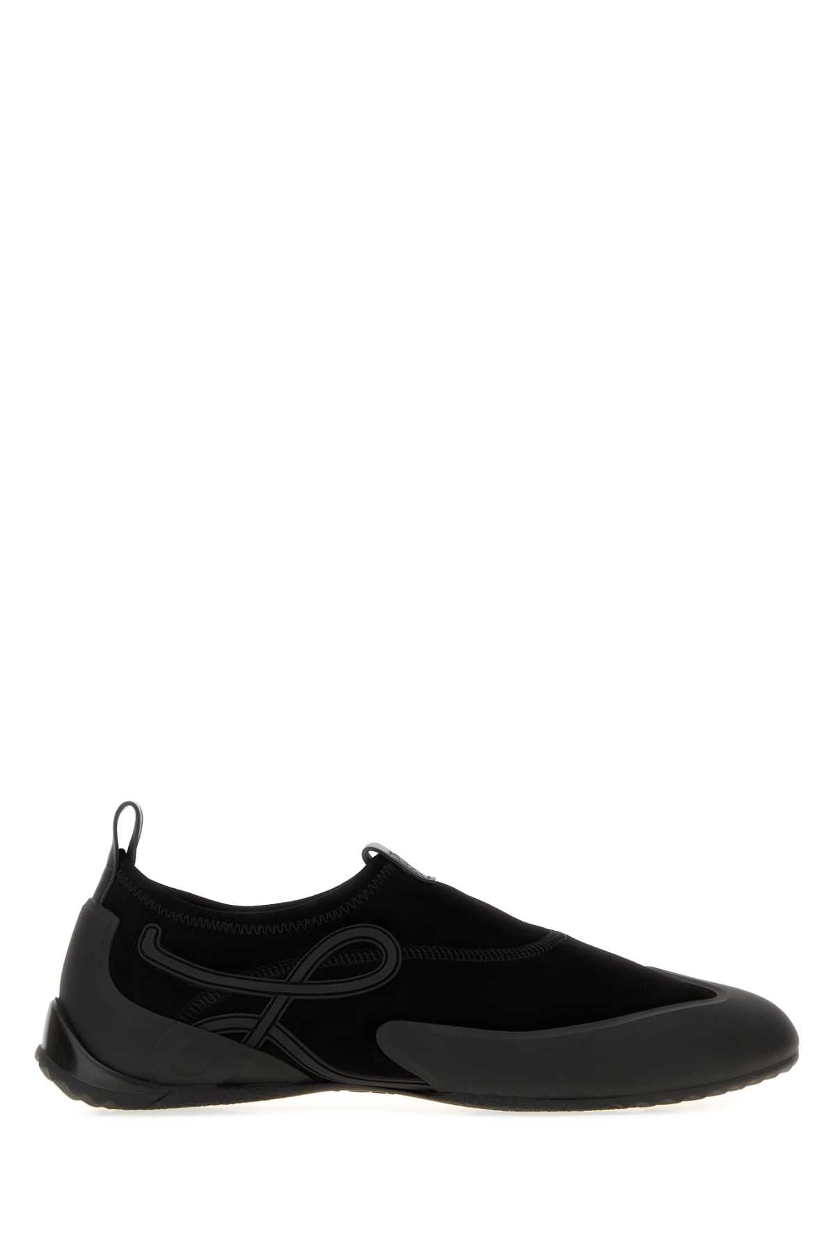 Loewe Men Black Suede Grip Aqua Slip Ons LOEWE