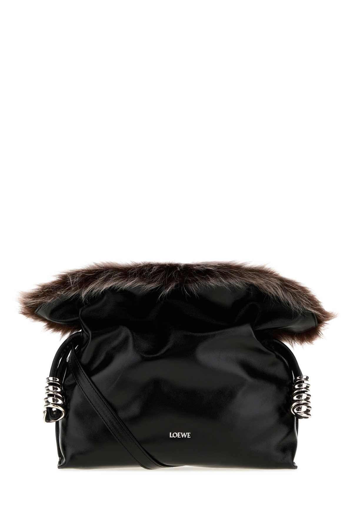 Loewe Women Black Leather Flamenco Clutch LOEWE