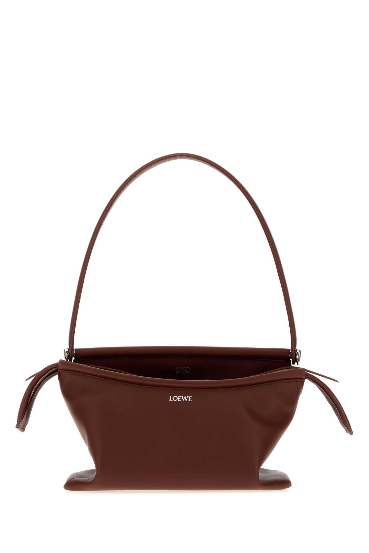 Loewe Women Chocolate Leather Small Whisker Shoulder Bag LOEWE