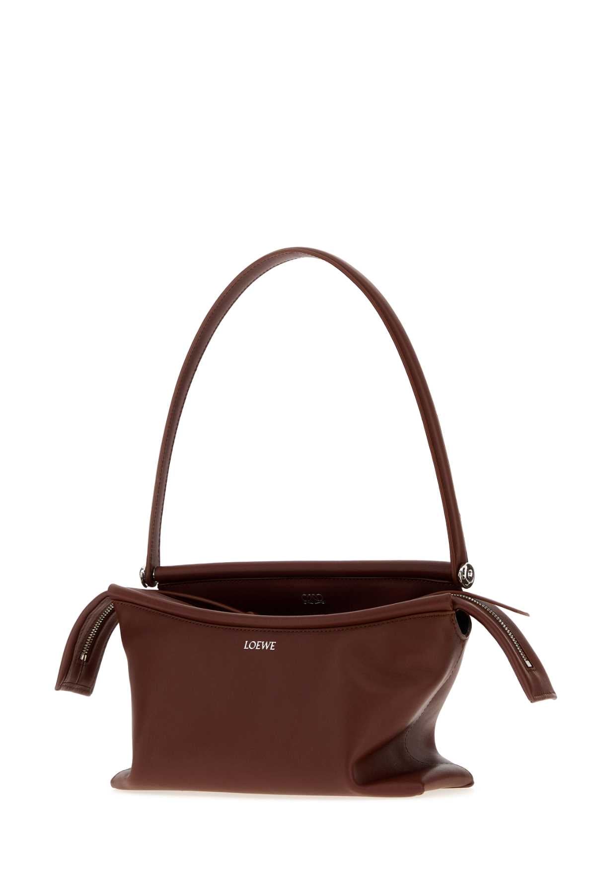 Loewe Women Chocolate Leather Small Whisker Shoulder Bag LOEWE