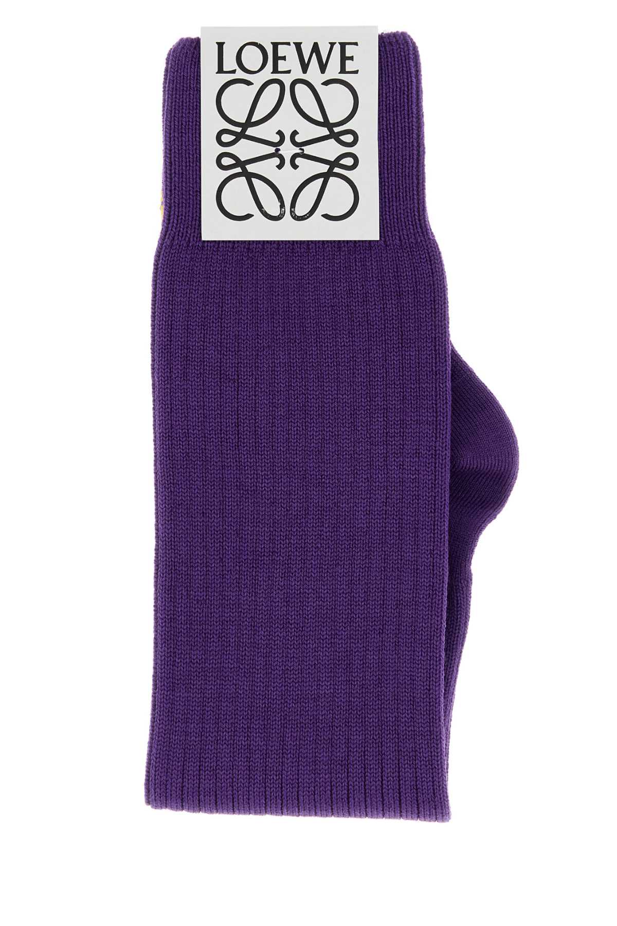 Loewe Women Purple Stretch Wool Blend Socks LOEWE