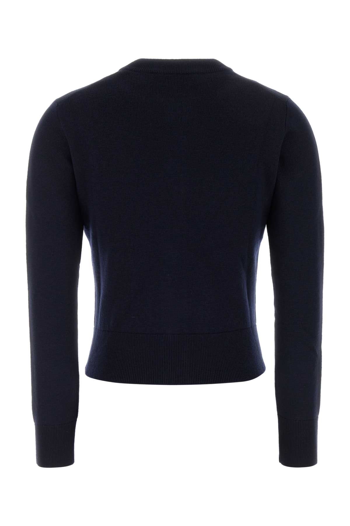 Ami Women Navy Blue Wool Cardigan AMI PARIS