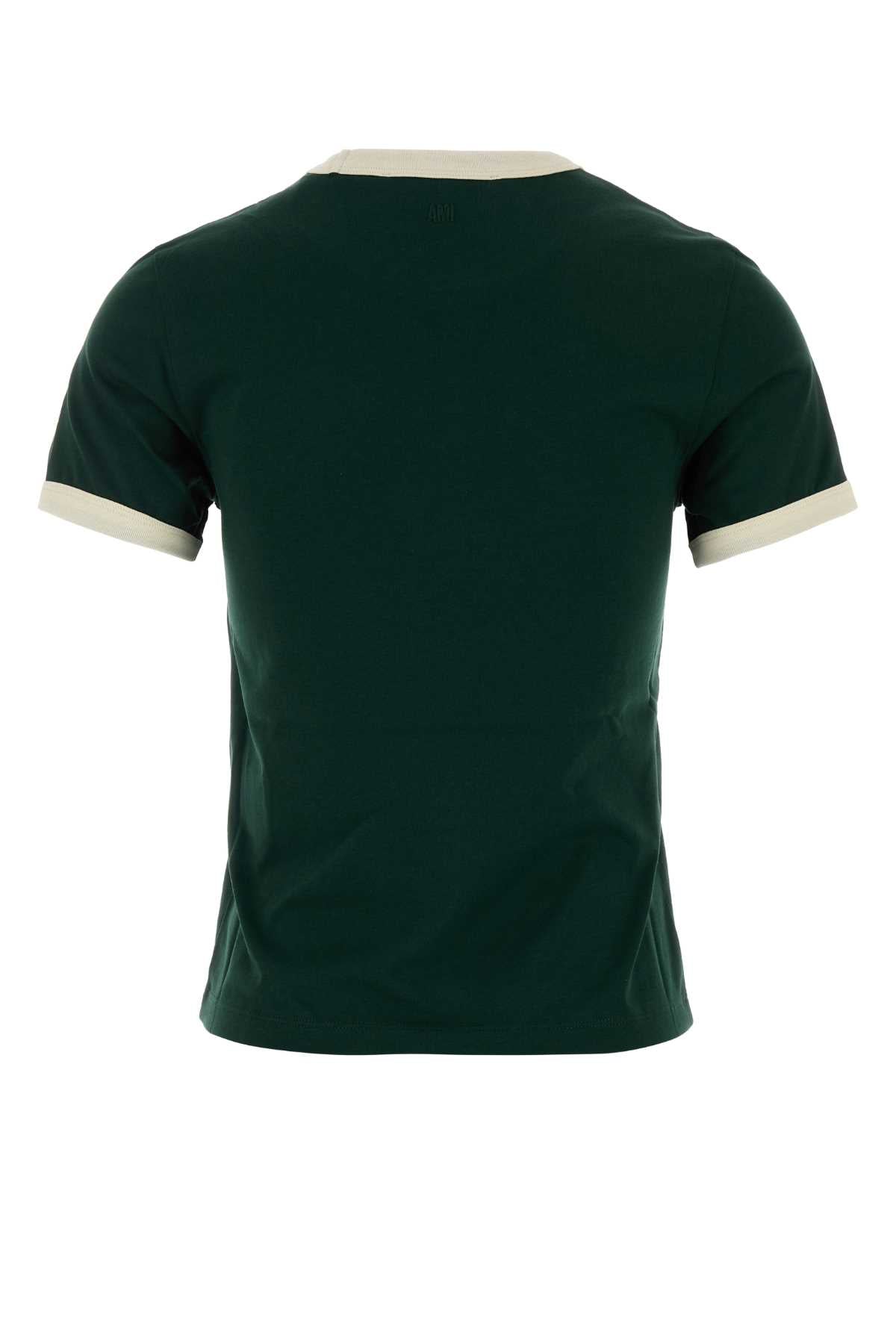 Ami Women Bottle Green Cotton T-Shirt AMI PARIS