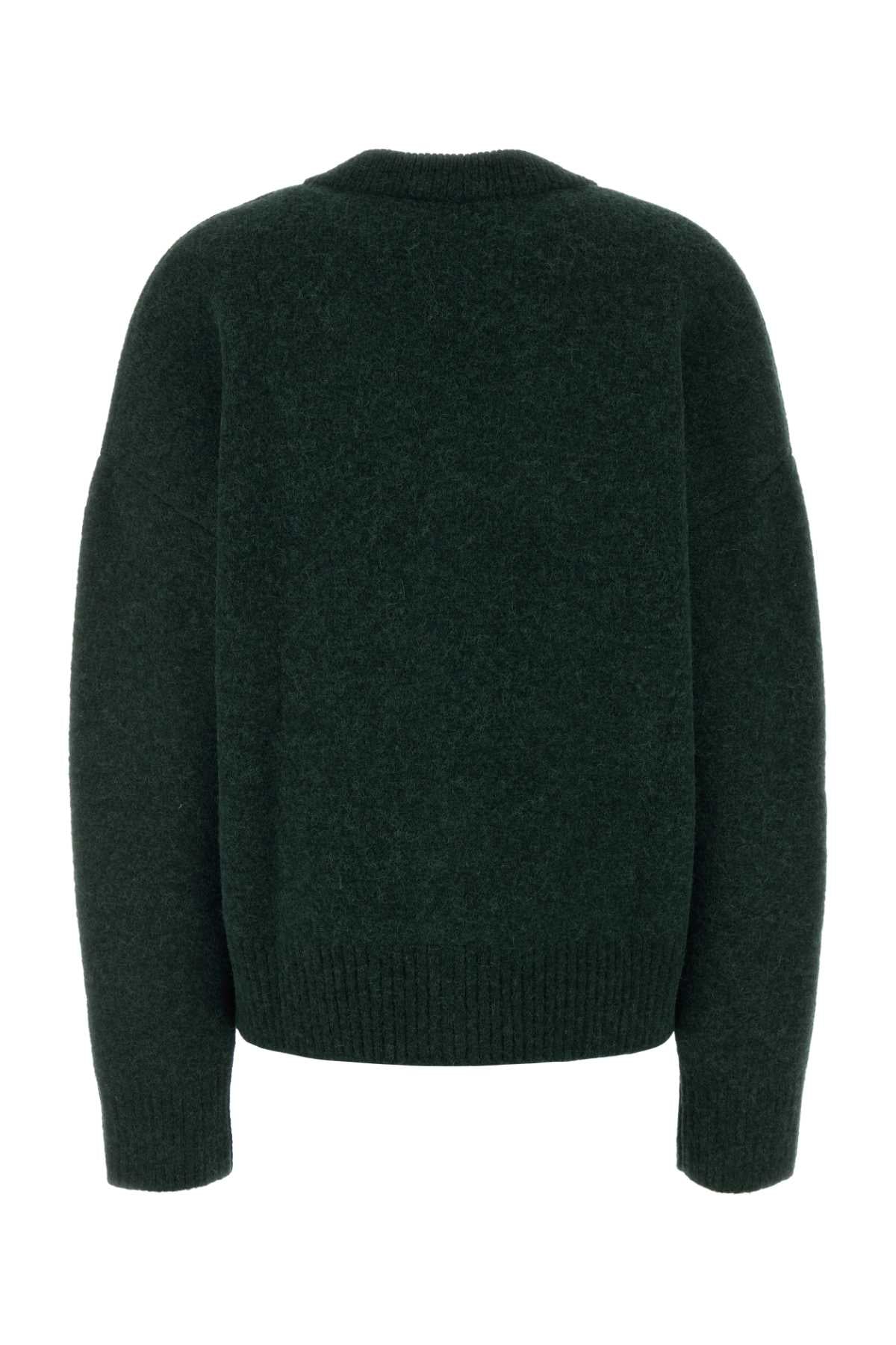 Ami Women Bottle Green Alpaca Blend Cardigan AMI PARIS