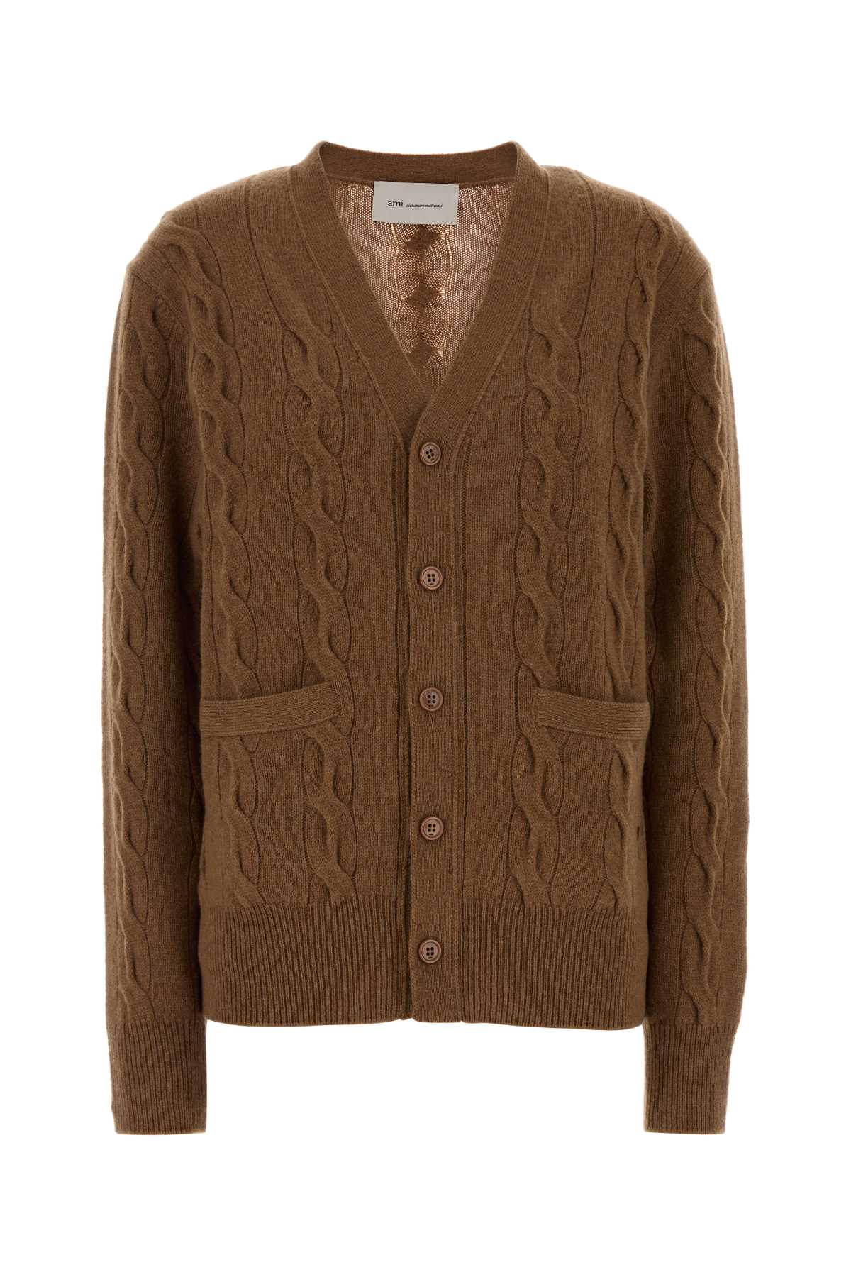 Ami Women Brown Wool Cardigan AMI PARIS