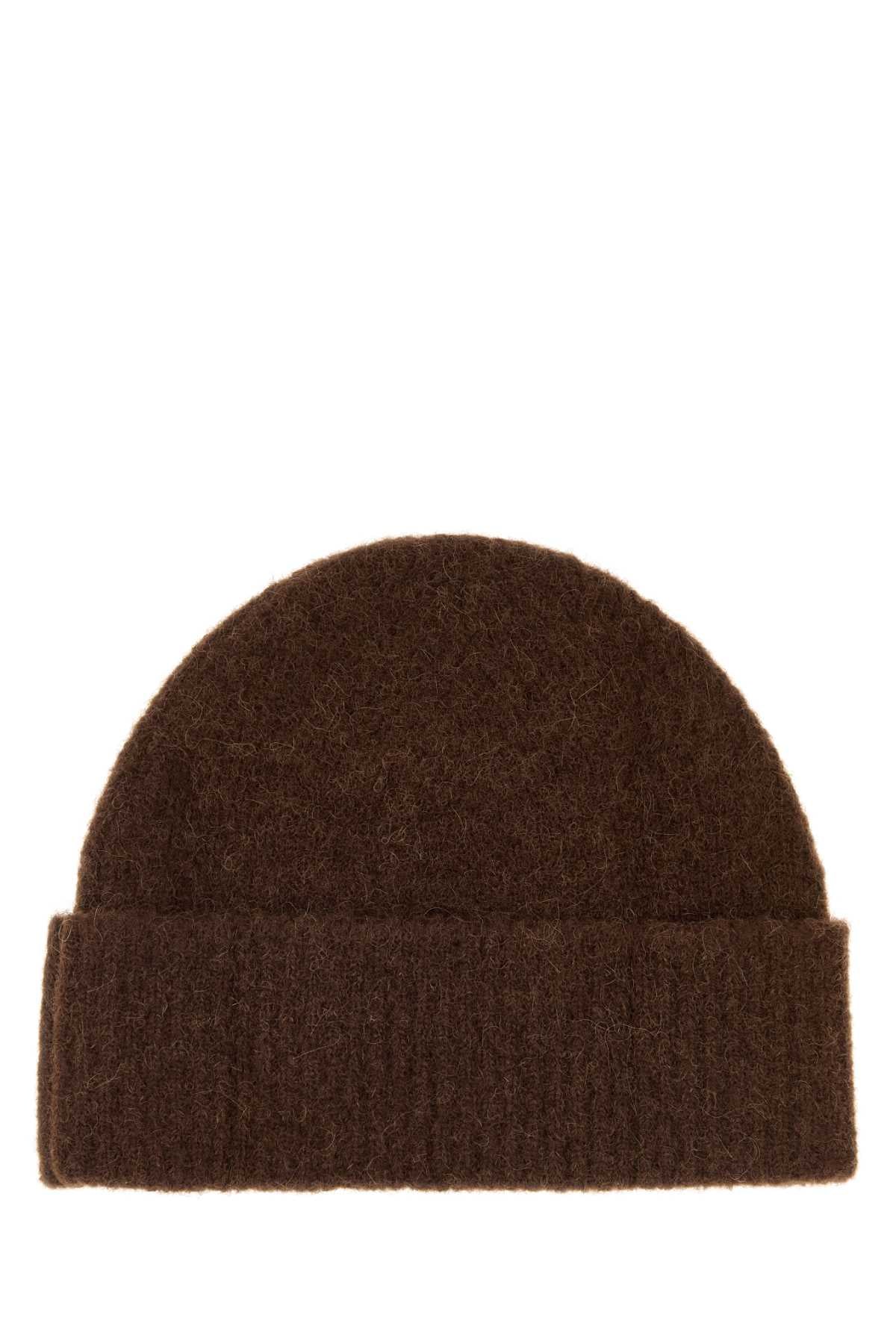 Ami Women Chocolate Stretch Alpaca Blend Beanie AMI PARIS
