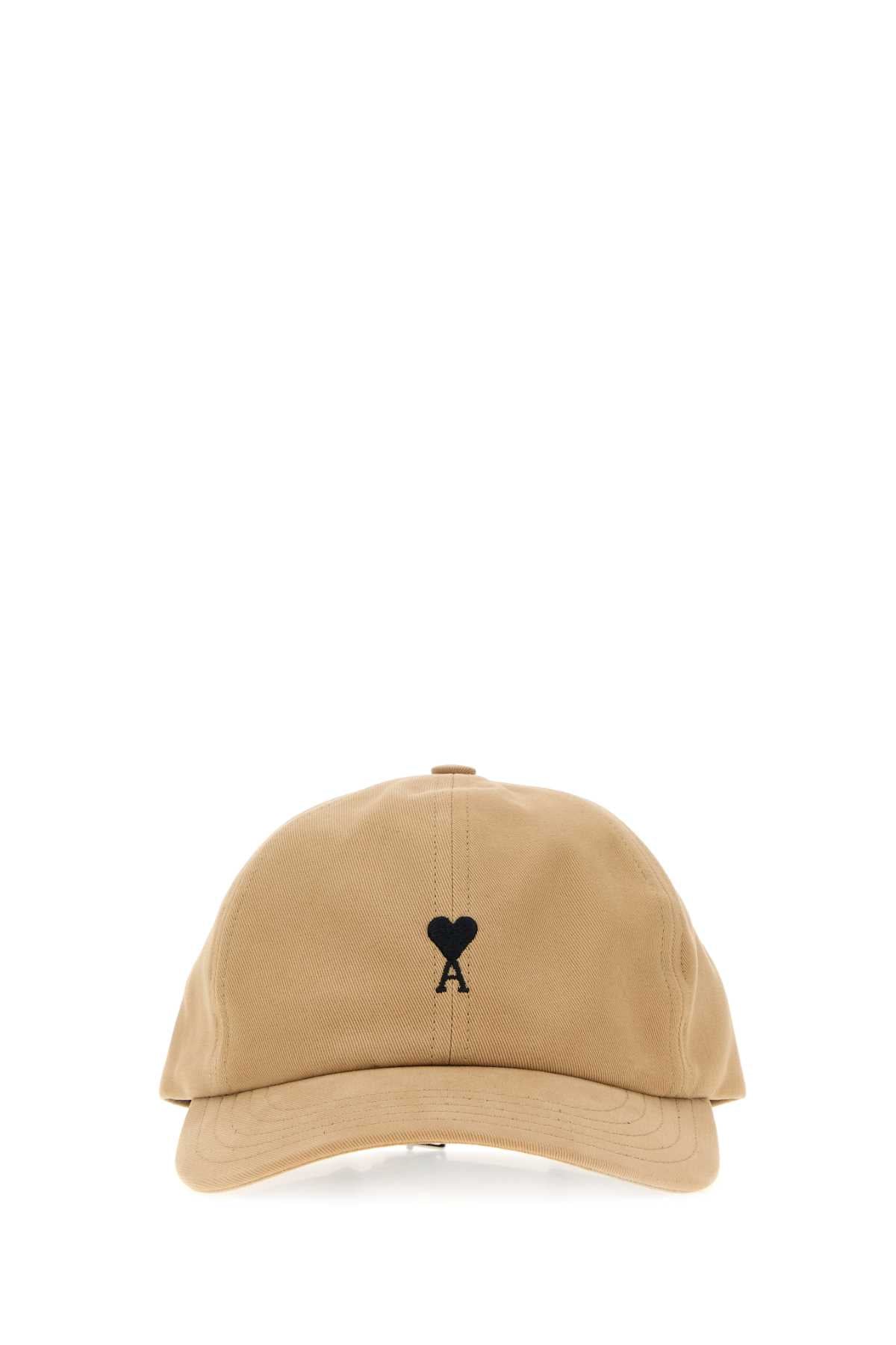 Ami Women Camel Cotton Baseball Cap AMI PARIS