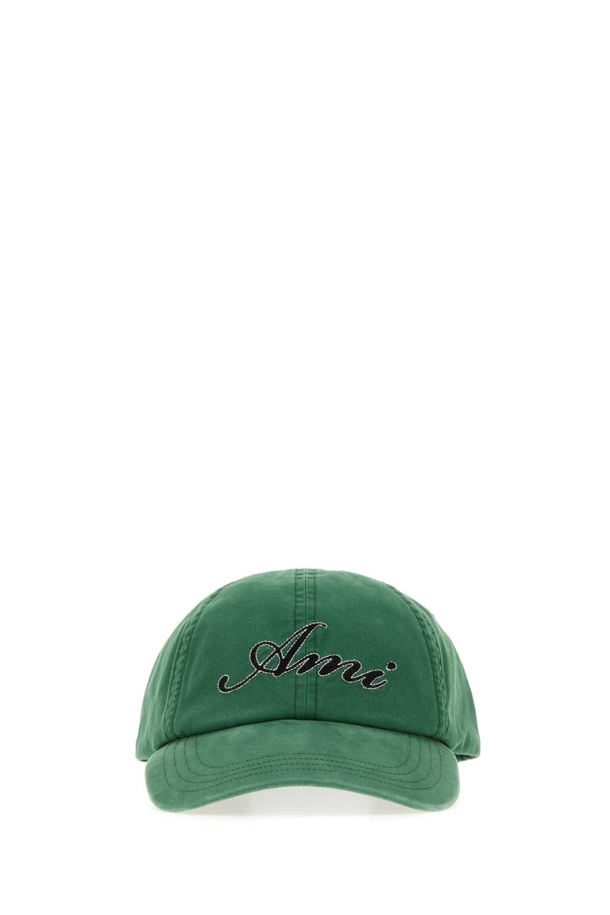 Ami Women Green Cotton Baseball Cap AMI PARIS