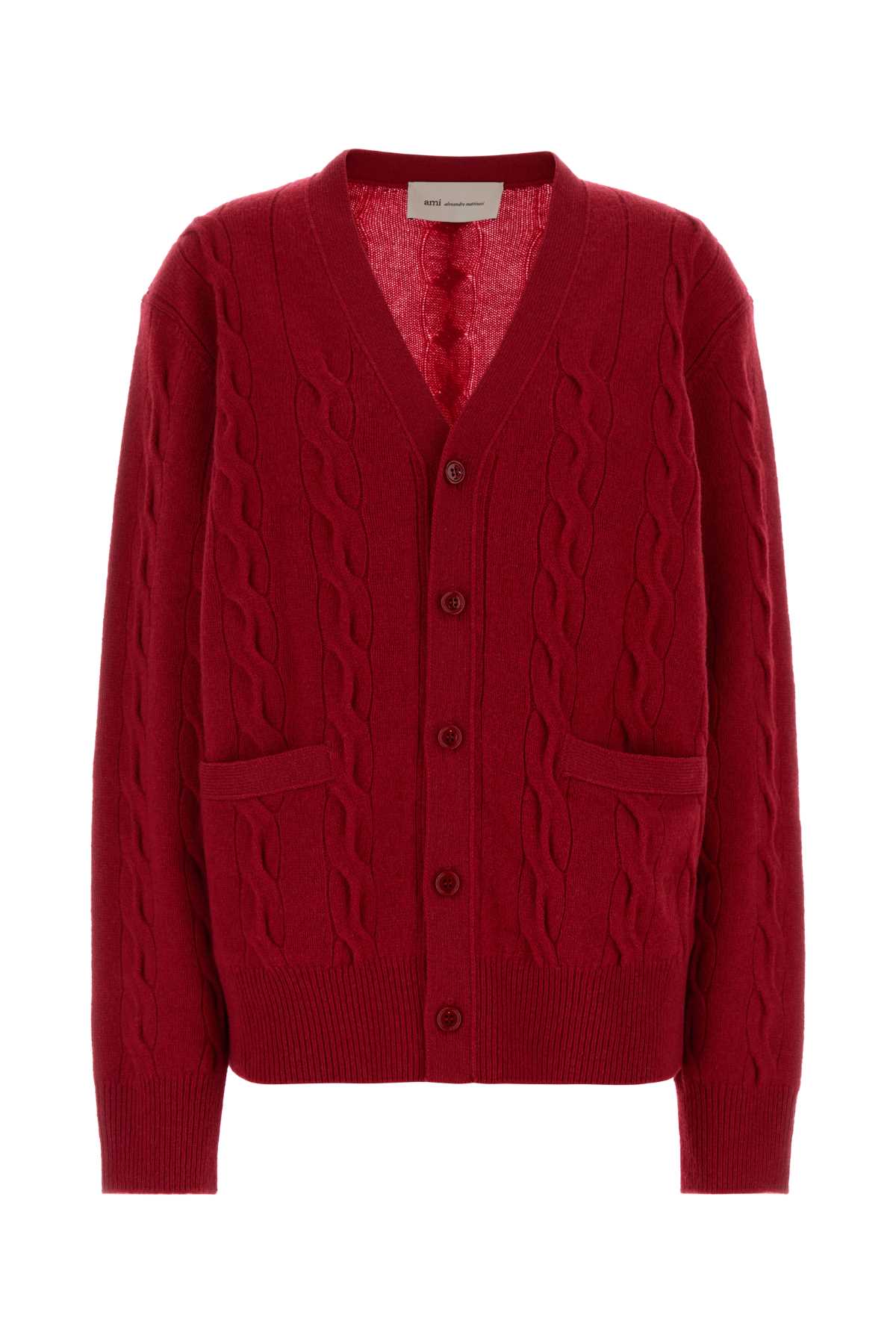 Ami Women Red Wool Cardigan AMI PARIS