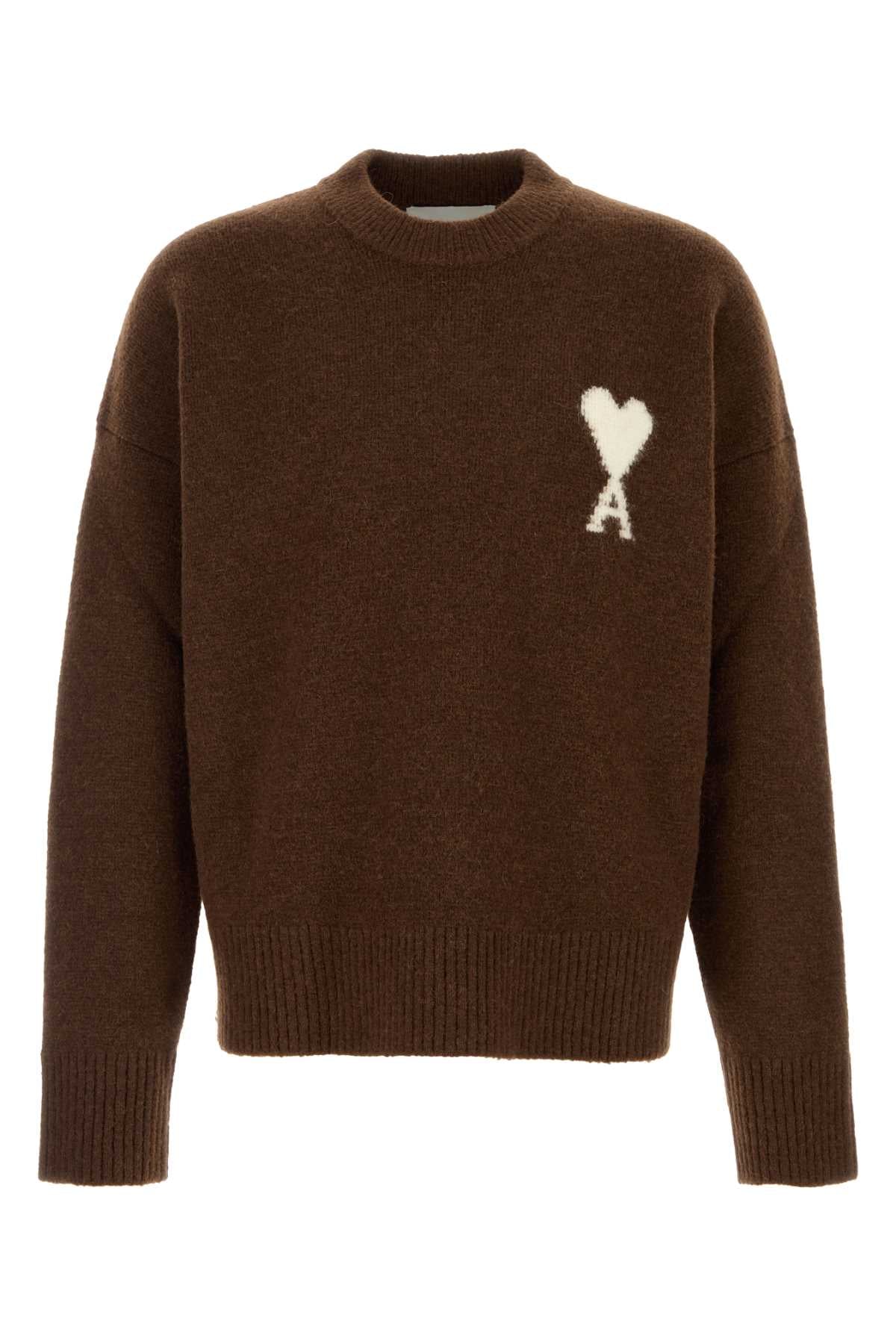 Ami Men Chocolate Stretch Alpaca Blend Sweater AMI PARIS