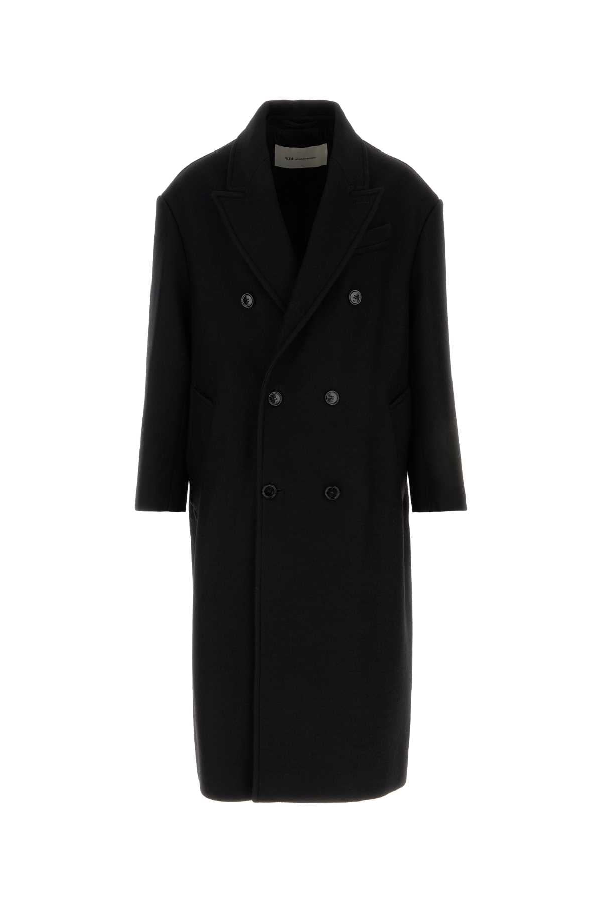 Ami Men Black Wool Coat AMI PARIS