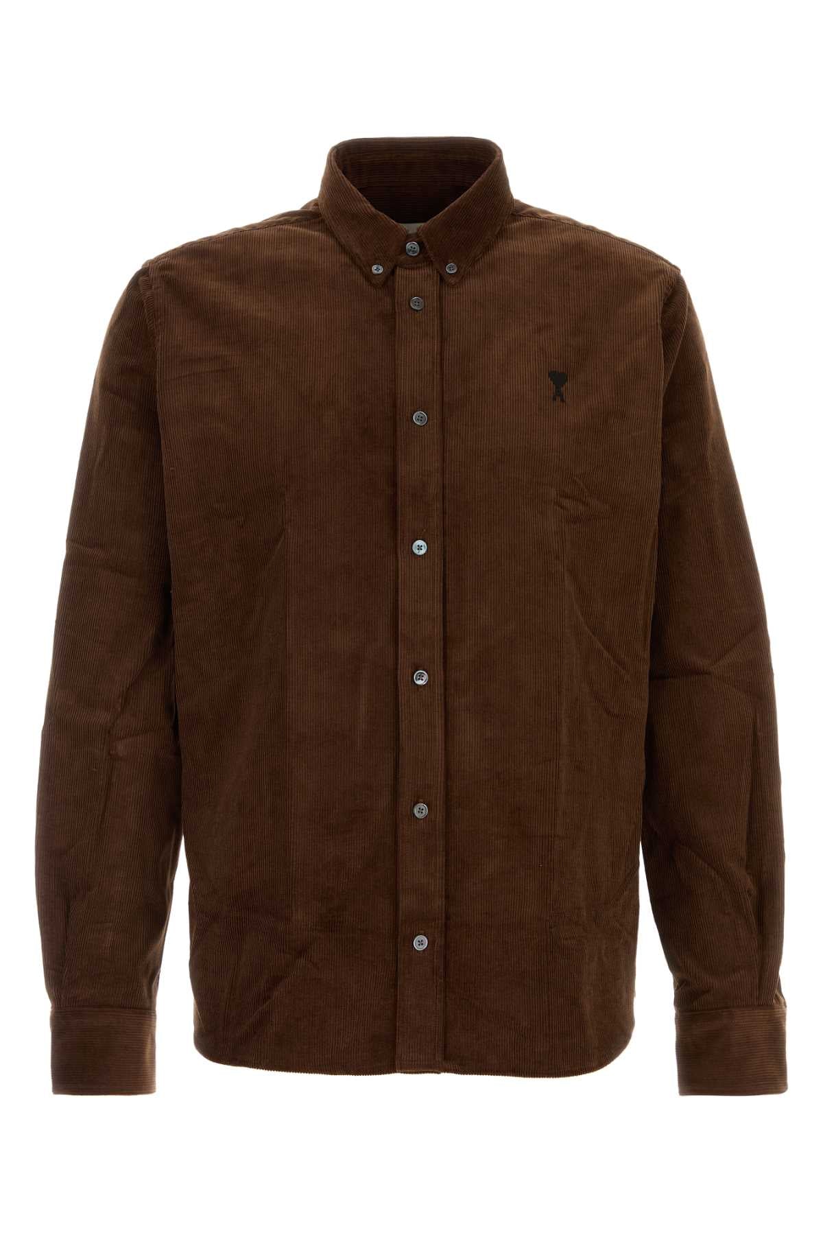 Ami Men Chocolate Corduroy Shirt AMI PARIS