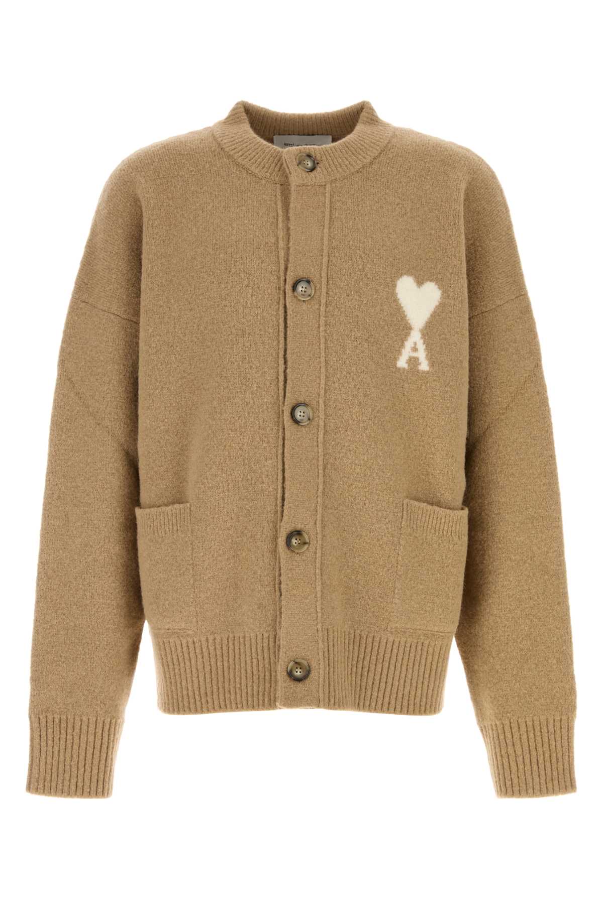 Ami Men Camel Stretch Alpaca Blend Cardigan