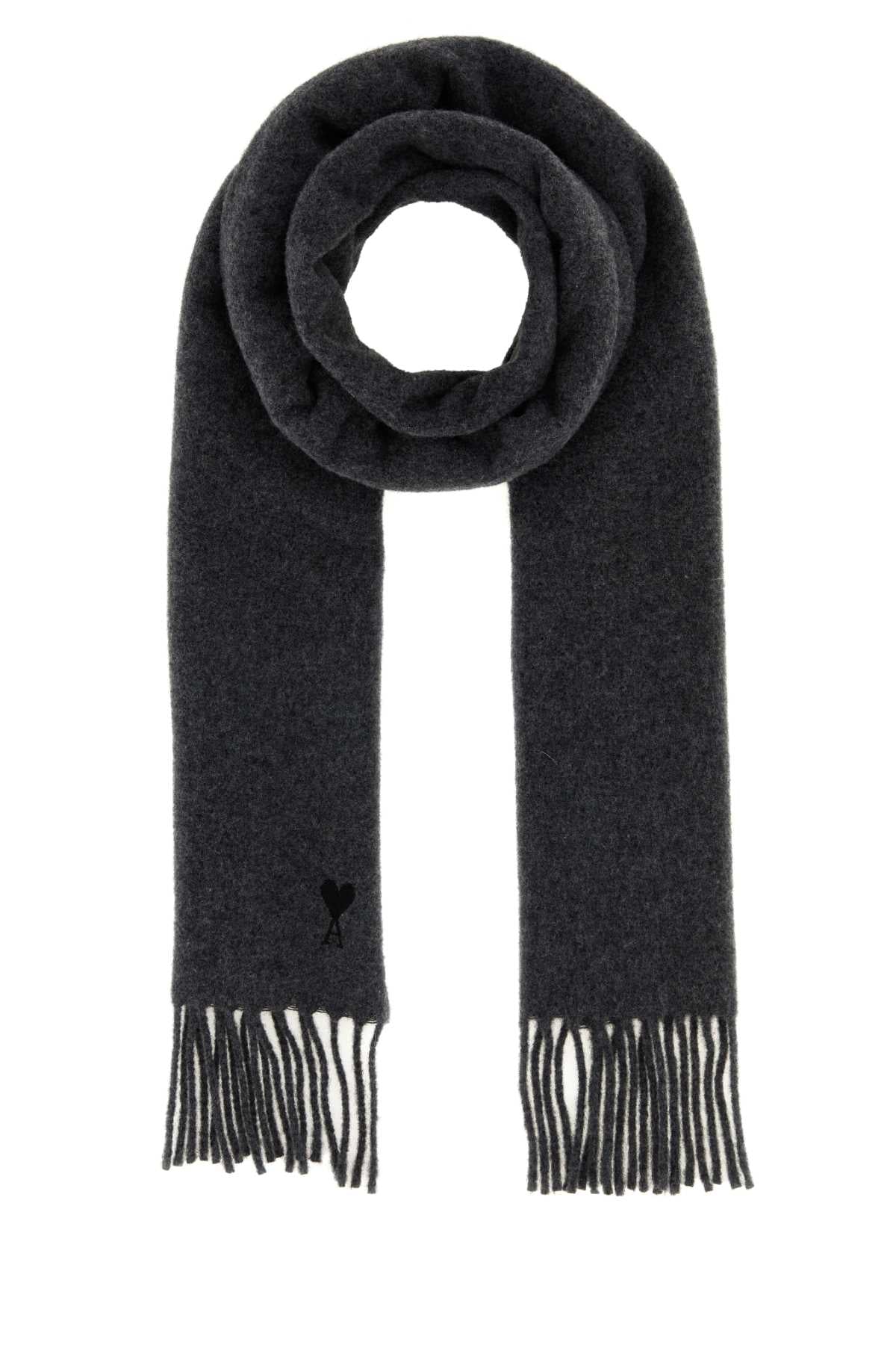 Ami Men Charcoal Wool Scarf