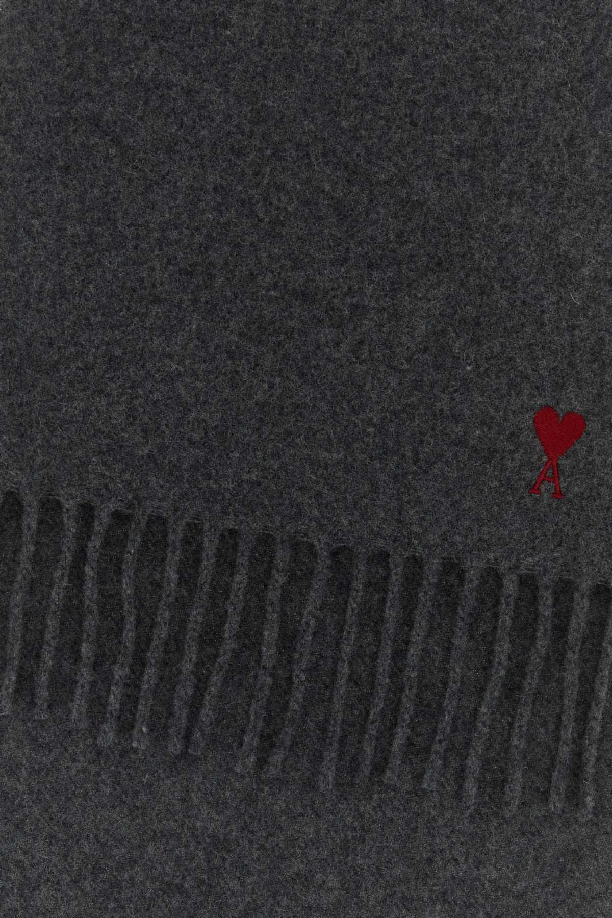 Ami Men Dark Grey Wool Scarf AMI PARIS