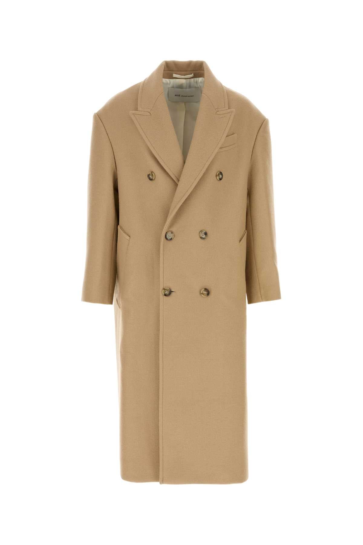 Ami Men Beige Wool Coat AMI PARIS