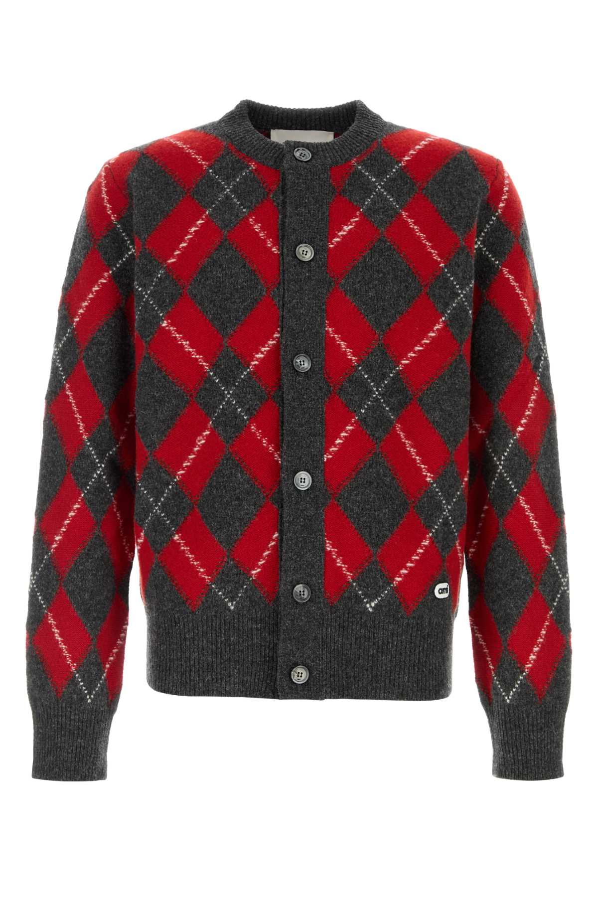 Ami Men Embroidered Wool Cardigan AMI PARIS