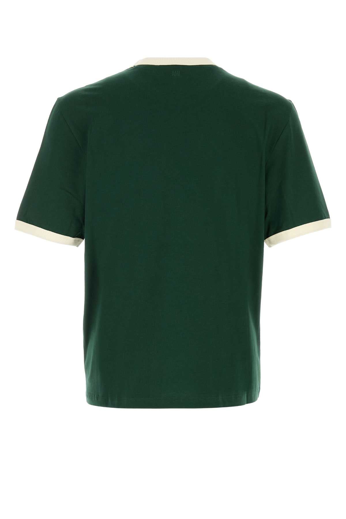 Ami Men Bottle Green Cotton T-Shirt AMI PARIS