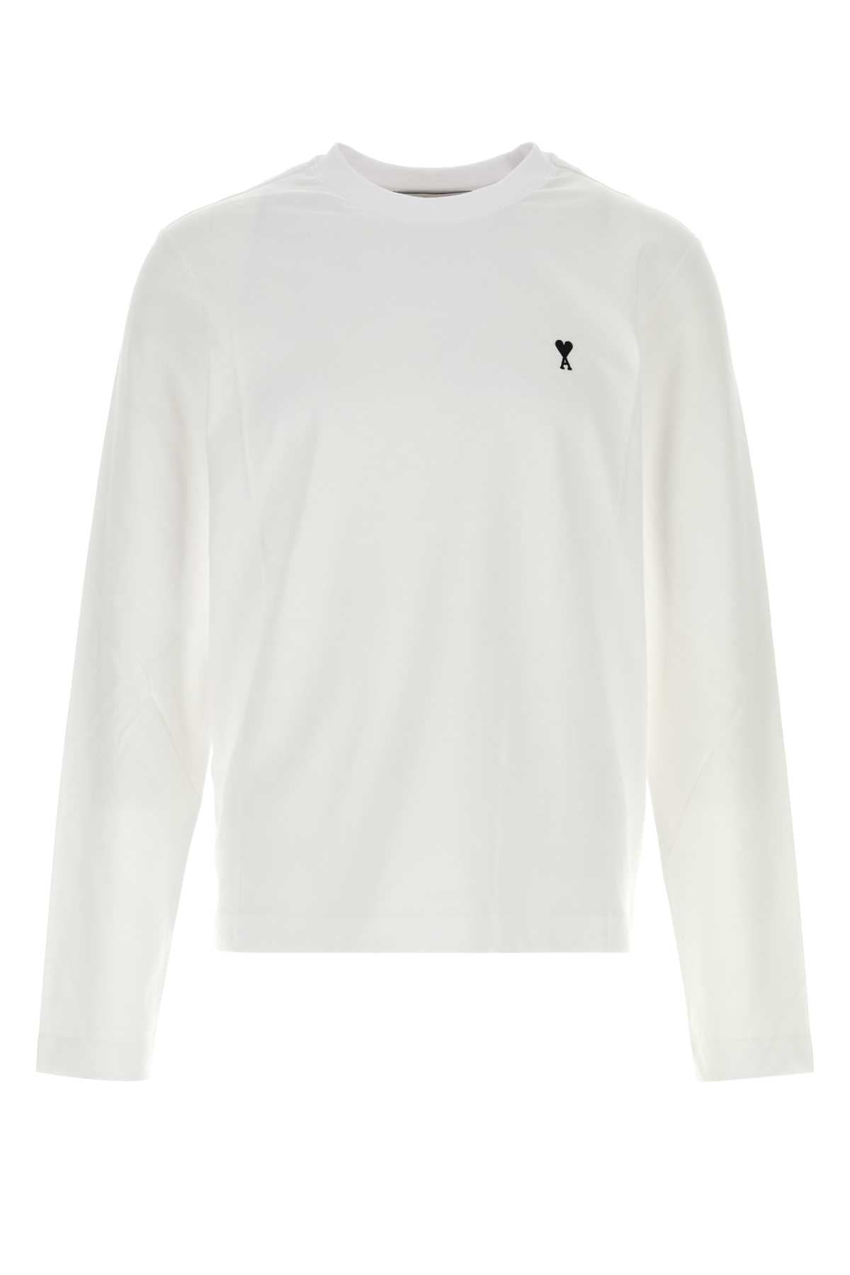 Ami Men White Cotton T-Shirt AMI PARIS