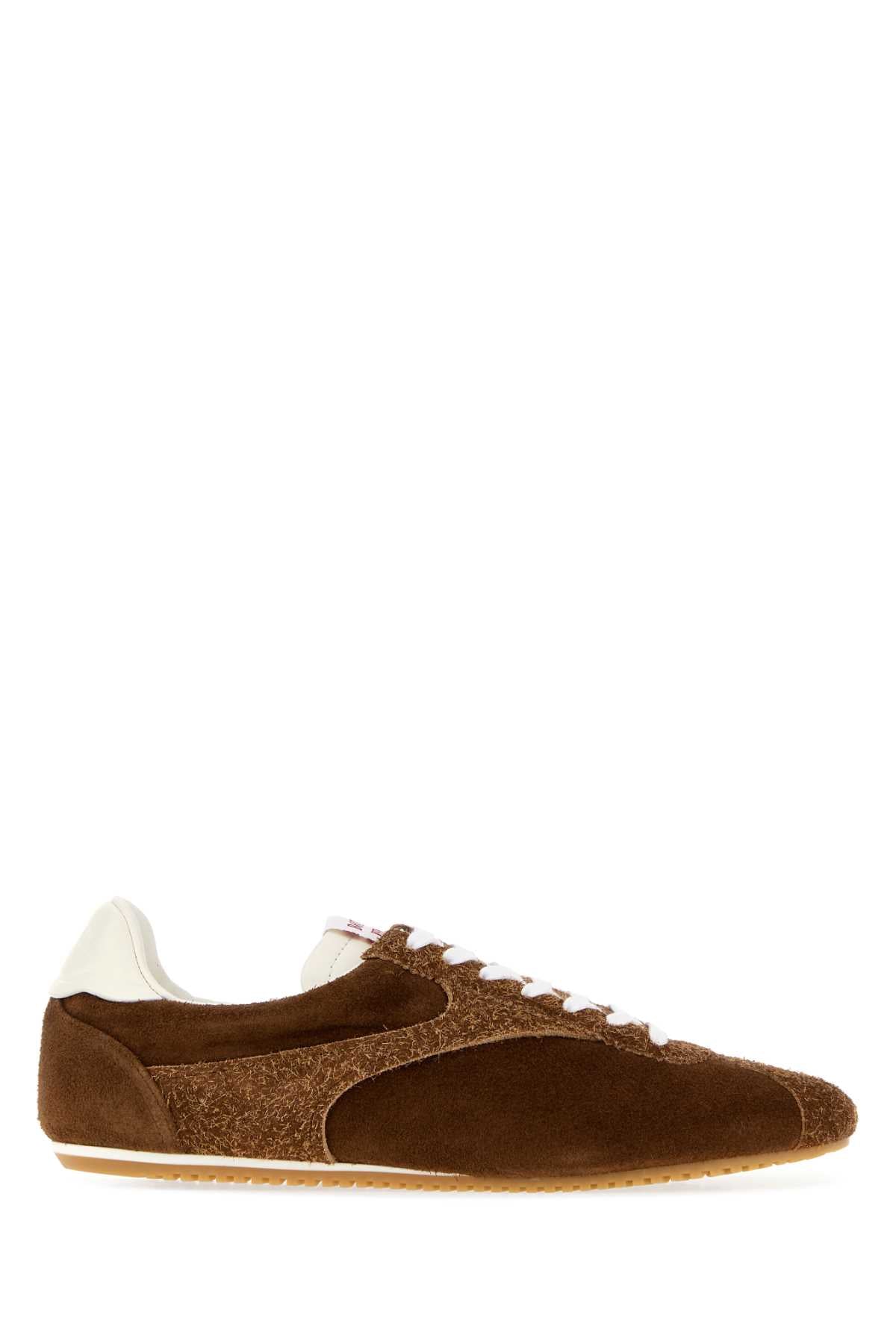 Bottega Veneta Women Brown Suede Shot Sneakers BOTTEGA VENETA