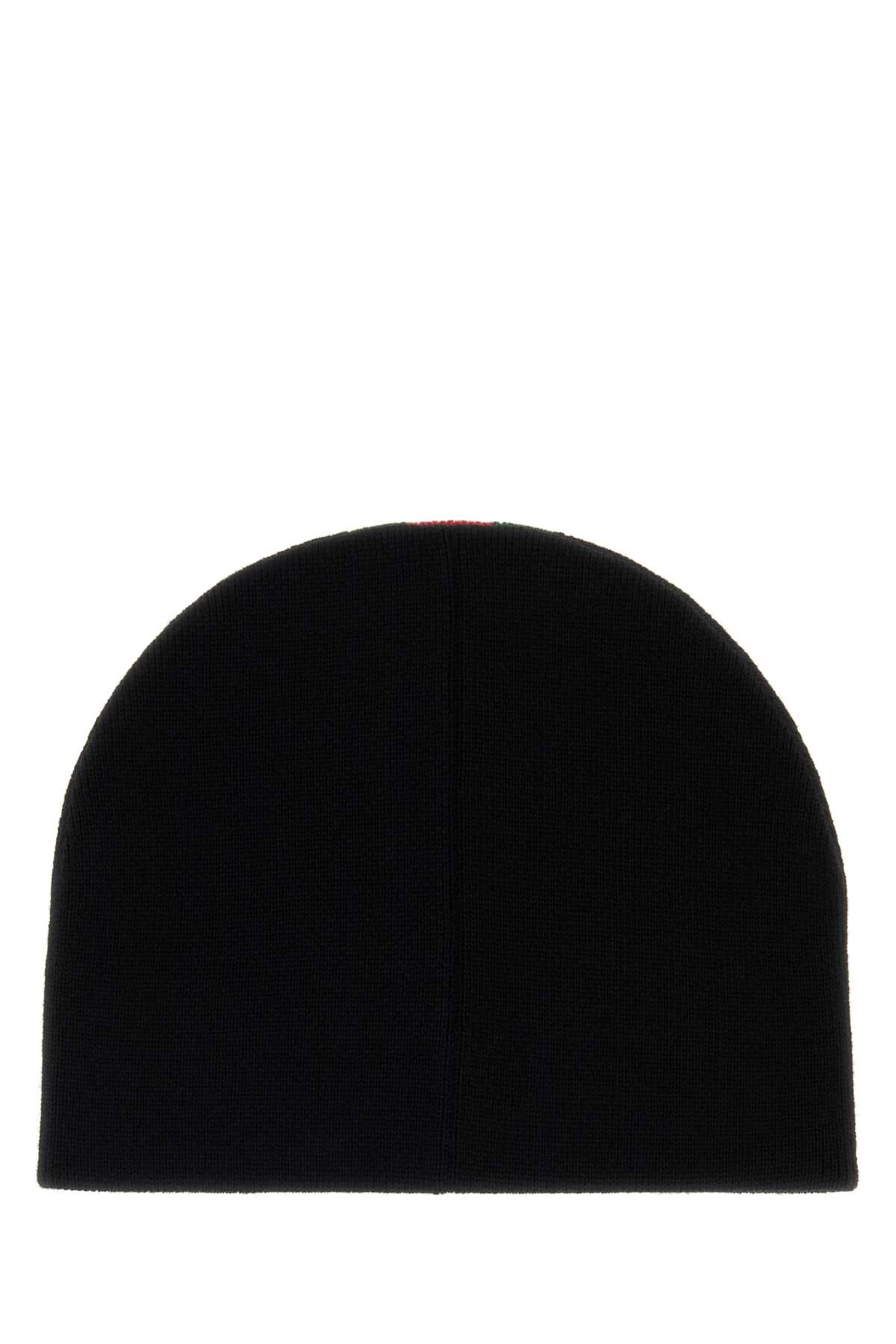 Gucci Men Black Wool Beanie Hat GUCCI