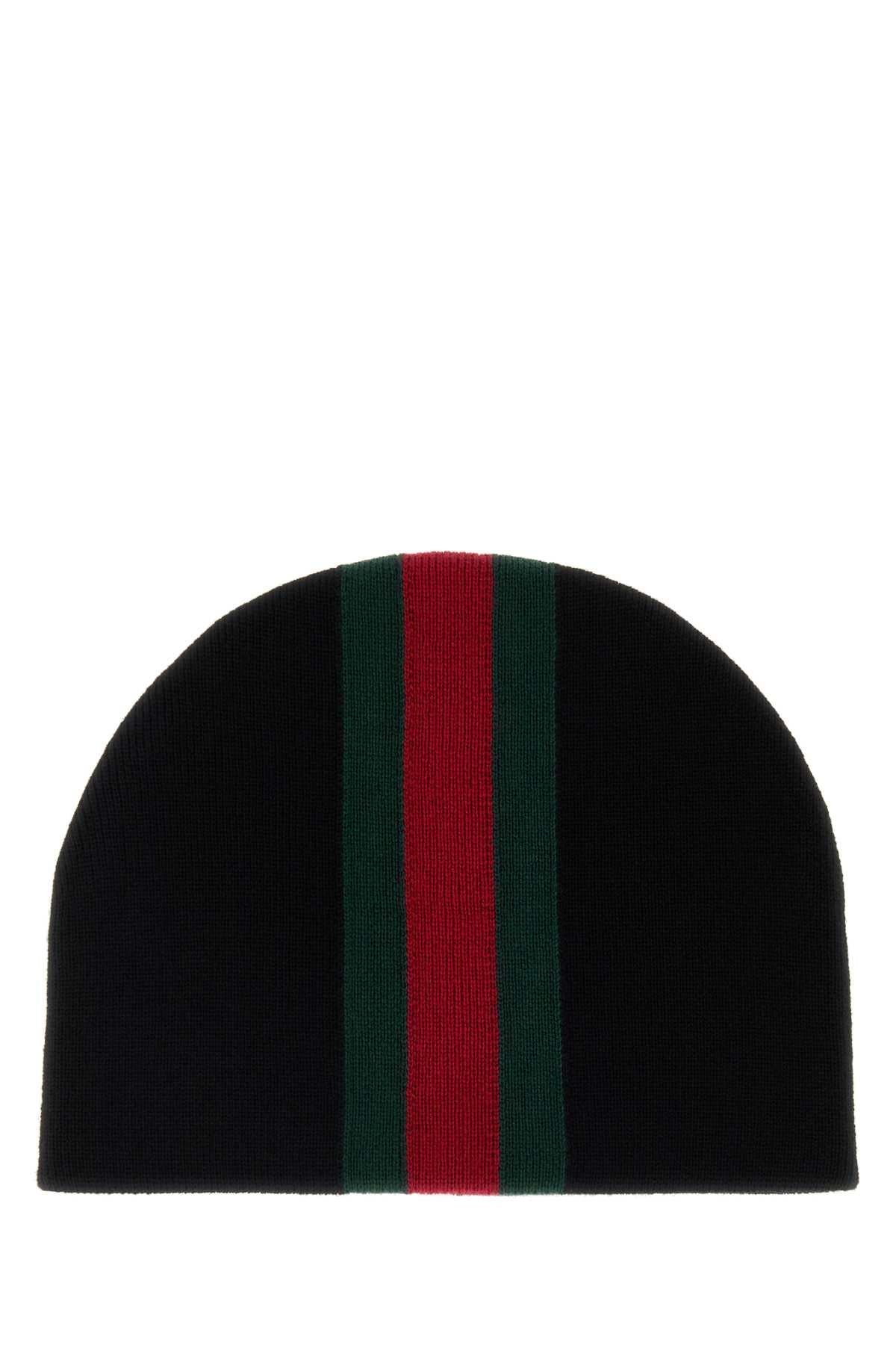 Gucci Men Black Wool Beanie Hat GUCCI