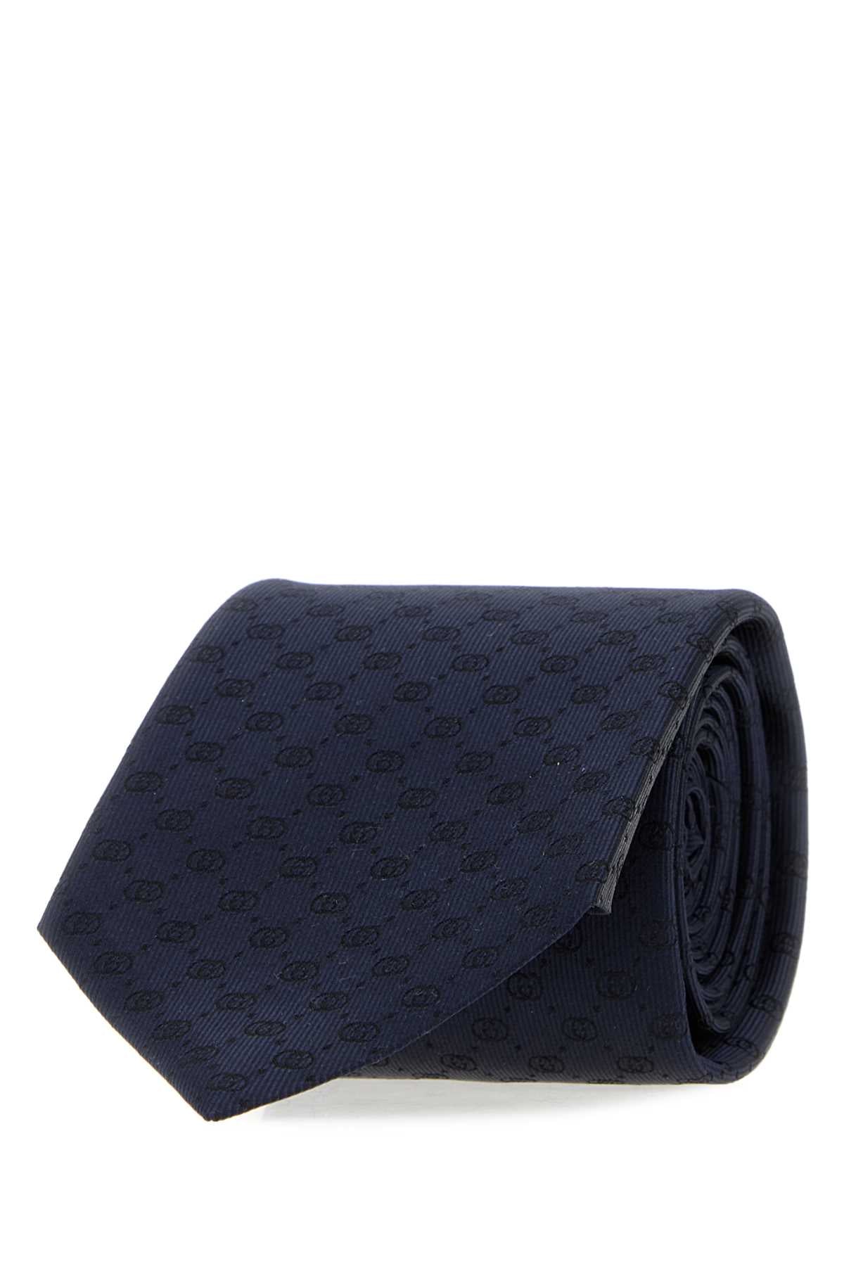 Gucci Men Navy Blue Silk Tie GUCCI