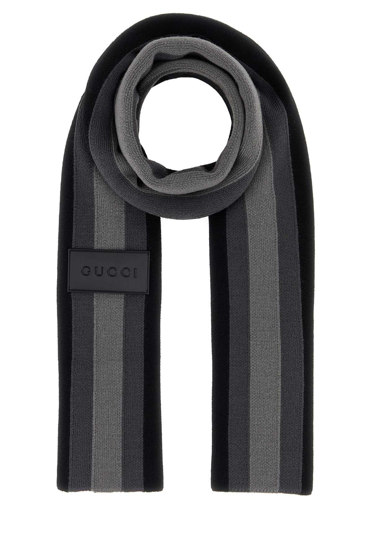 Gucci Men Black Wool Scarf GUCCI